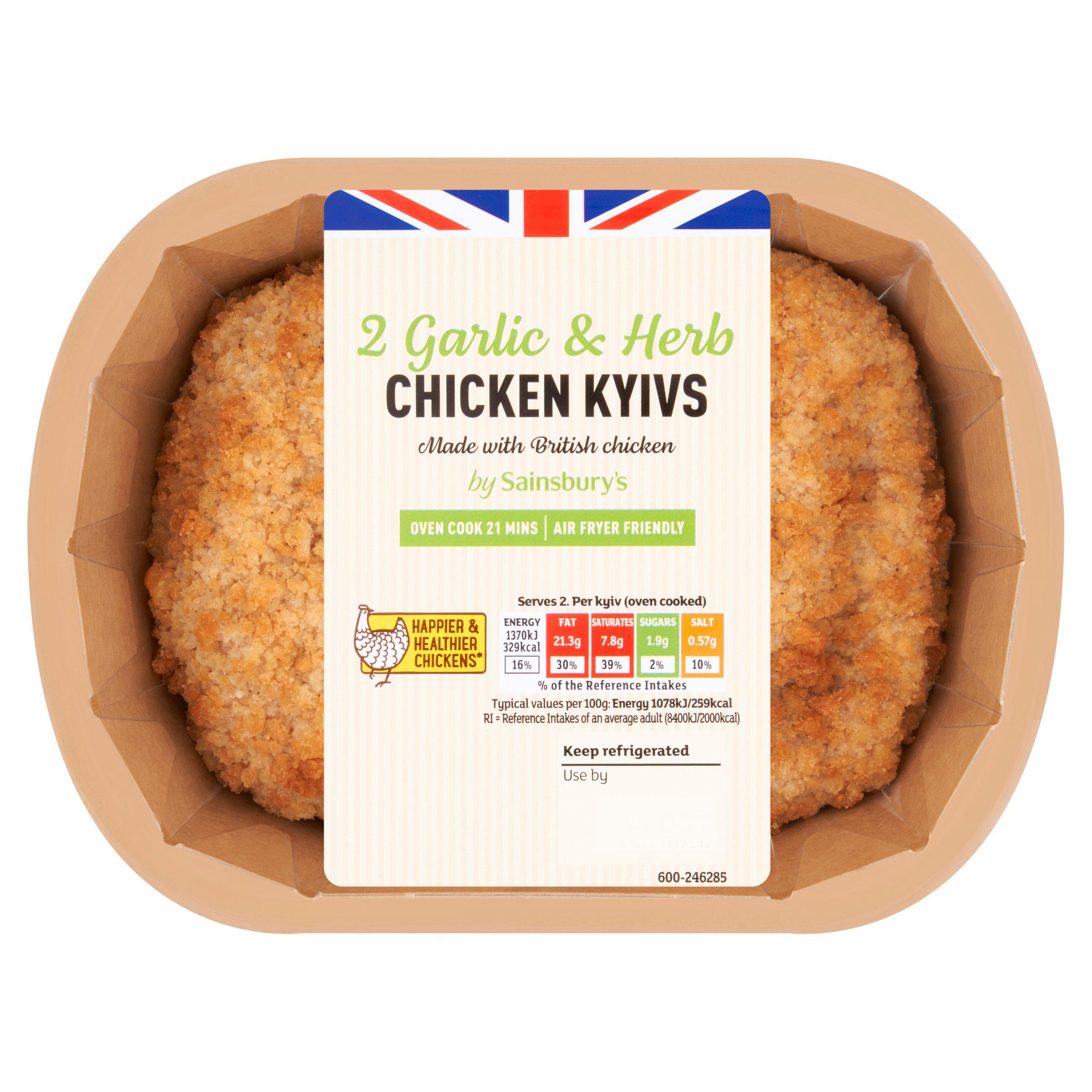Sainsbury's Fresh British Chicken Breaded Kyiv With garlic & Herb Butter x2 260g