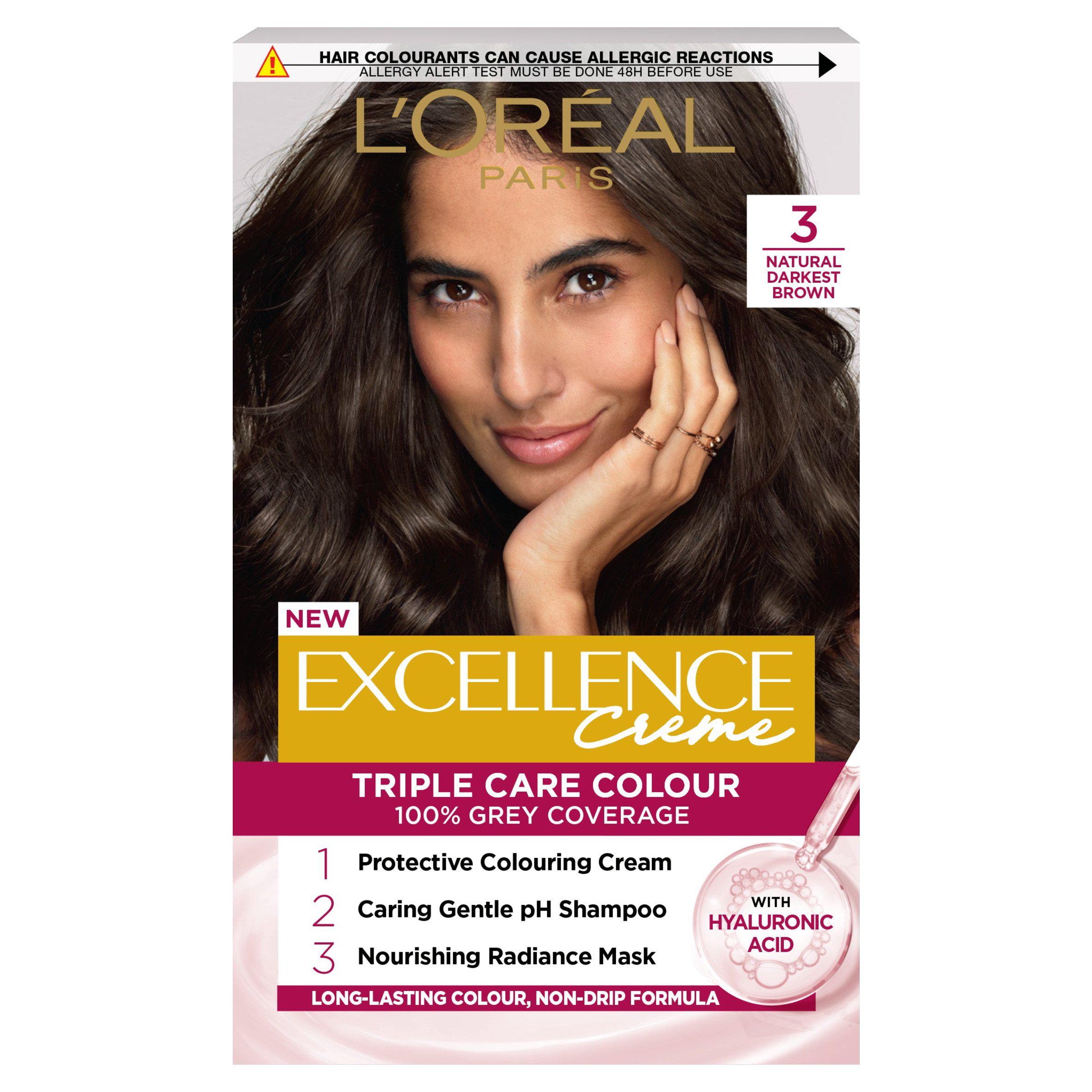L'Oreal Excellence Creme 3 Natural Darkest Brown Permanent Hair Dye