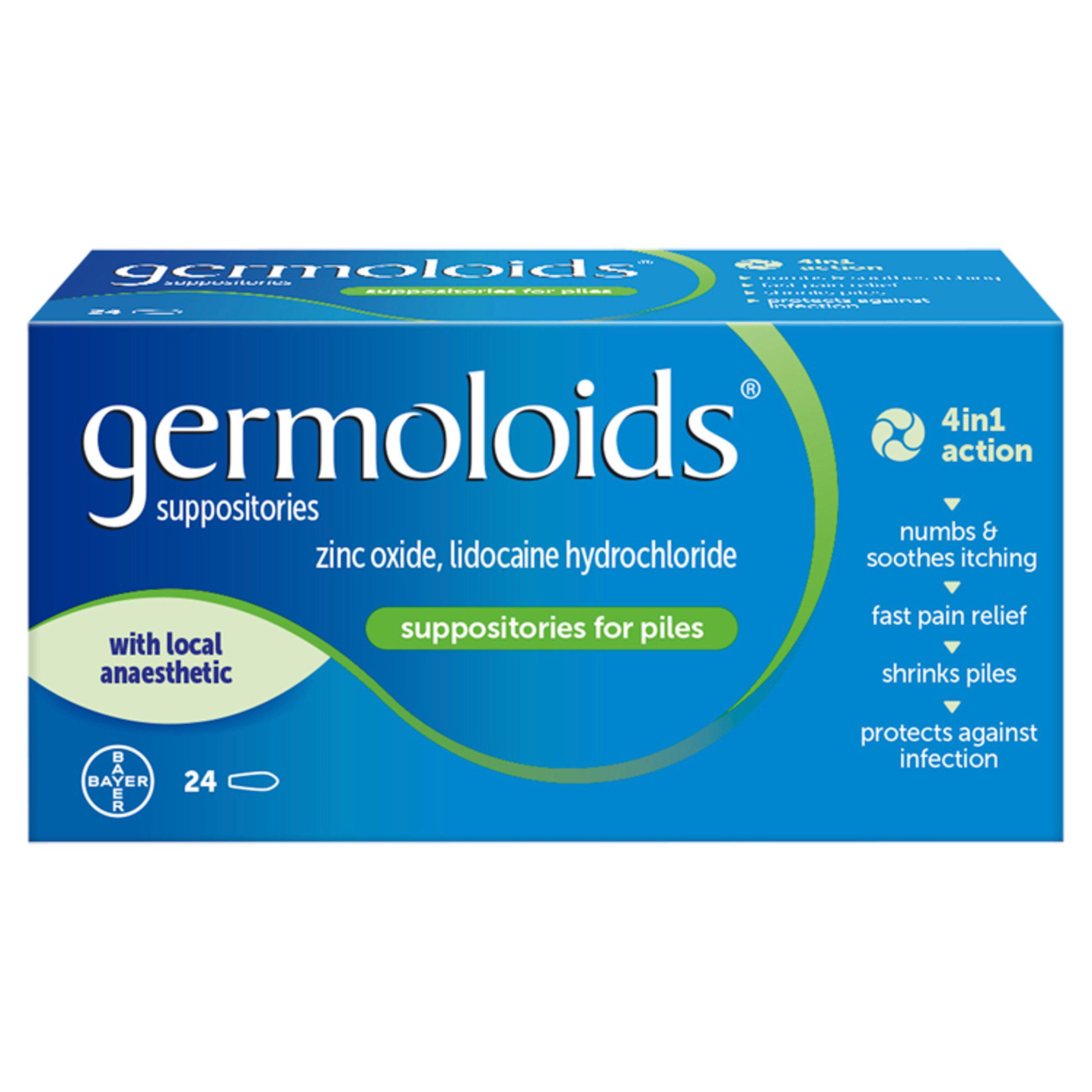 Germoloids Haemorrhoids Suppositories Pack x24