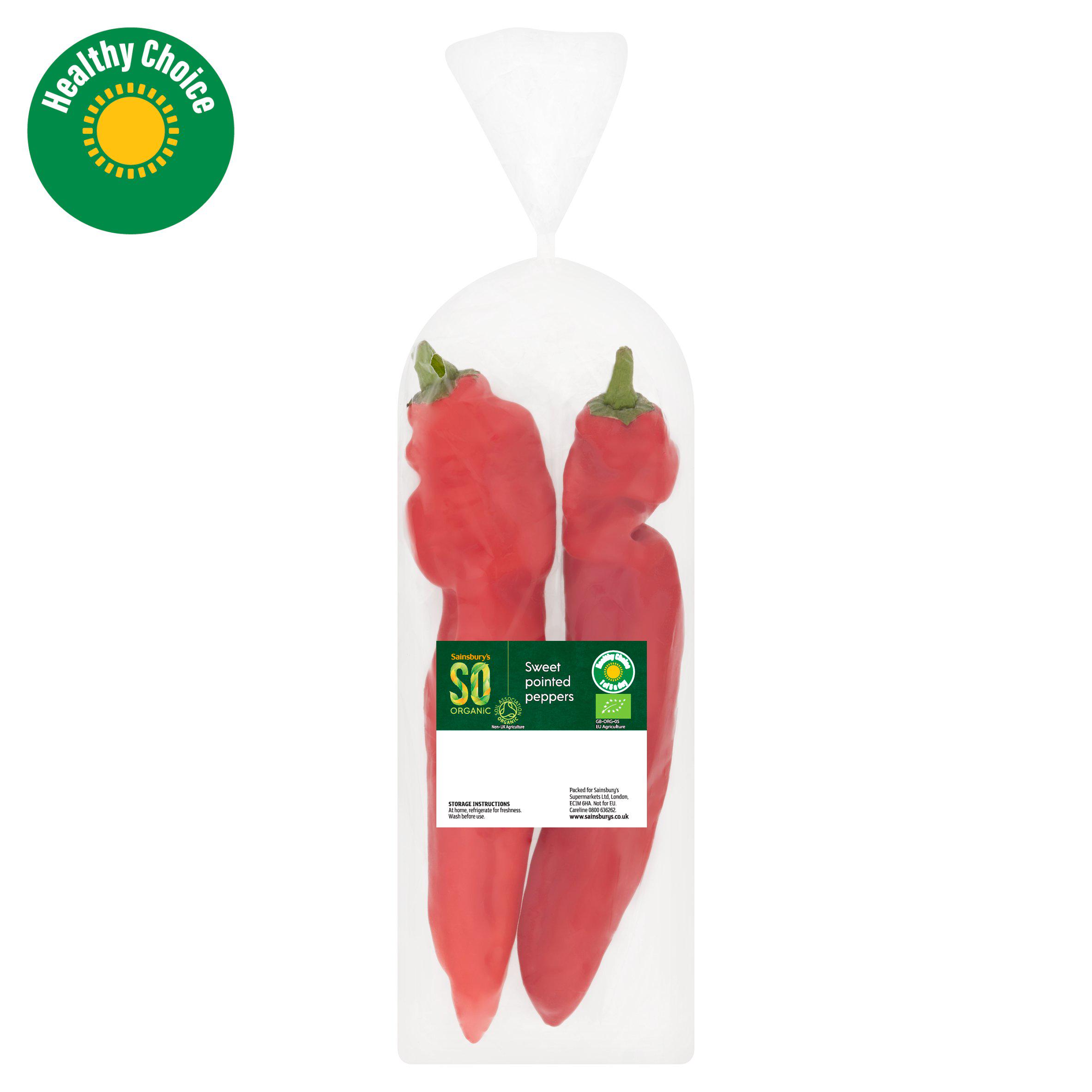 Sainsbury's Sweet Pointed Peppers, SO Organic x2 (Colours May Vary)