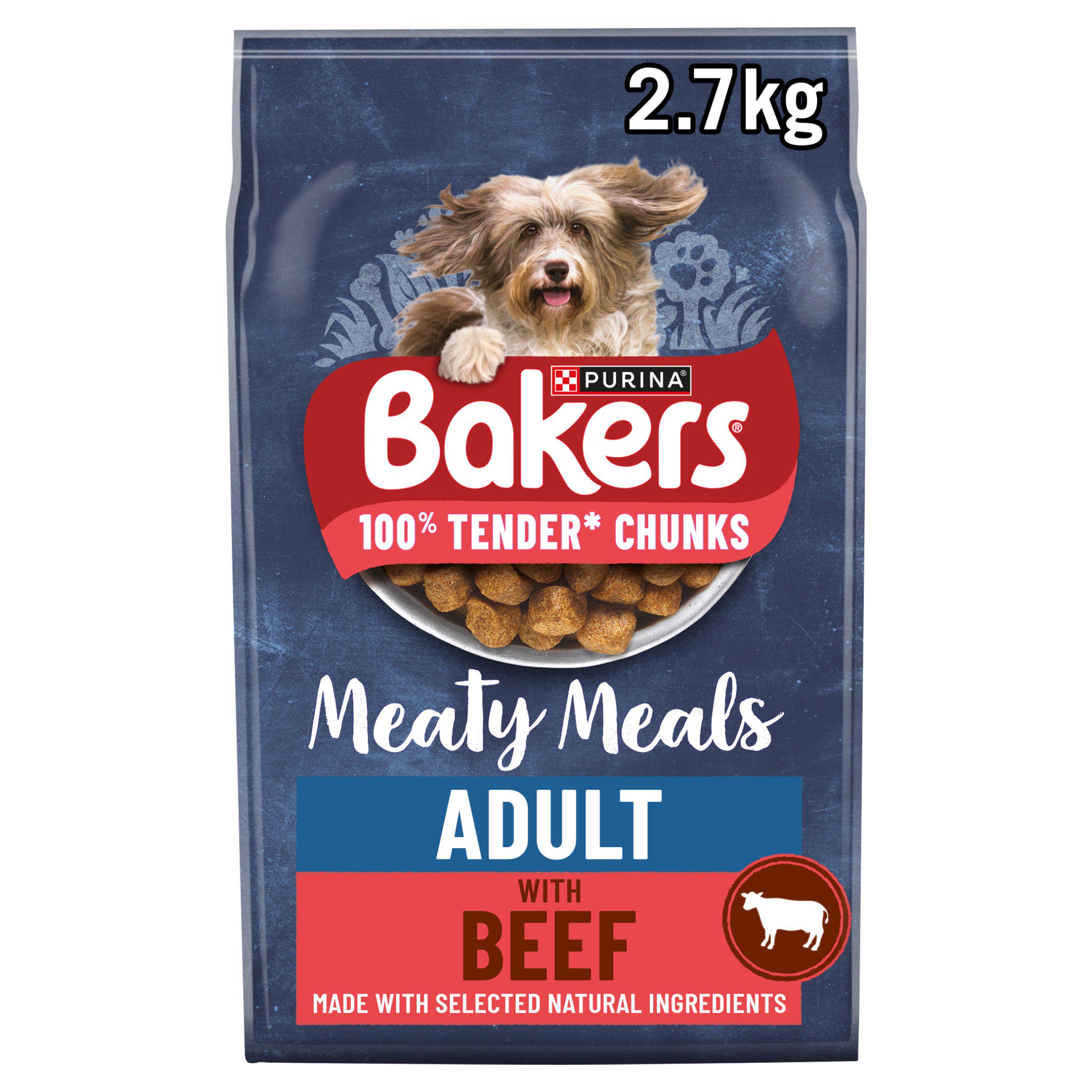 Bakers Meaty Meals Adult Dry Dog Food Beef 2.7kg