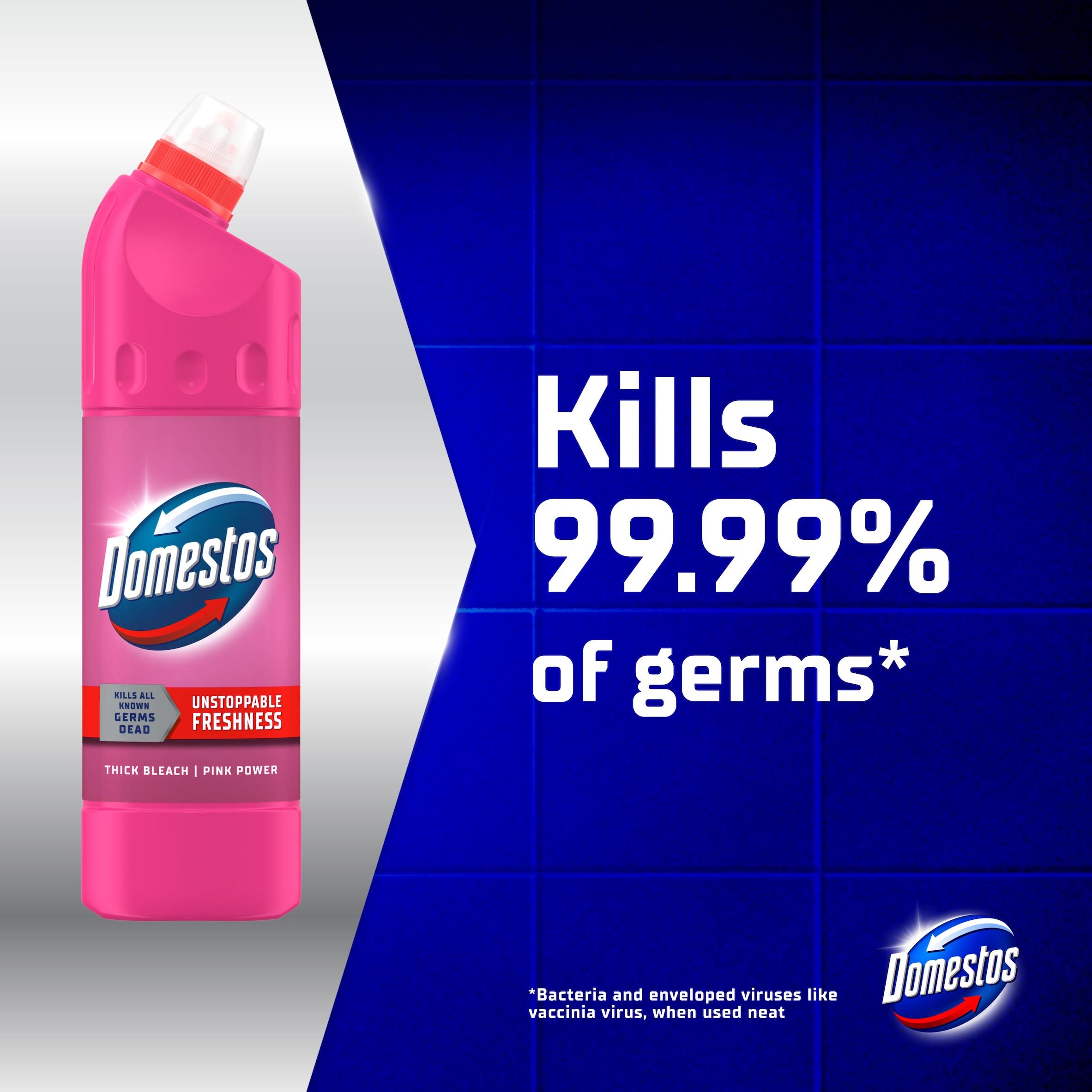 Domestos Pink Power Thick Bleach Toilet & Multipurpose Cleaner 750ml thumbnail 2