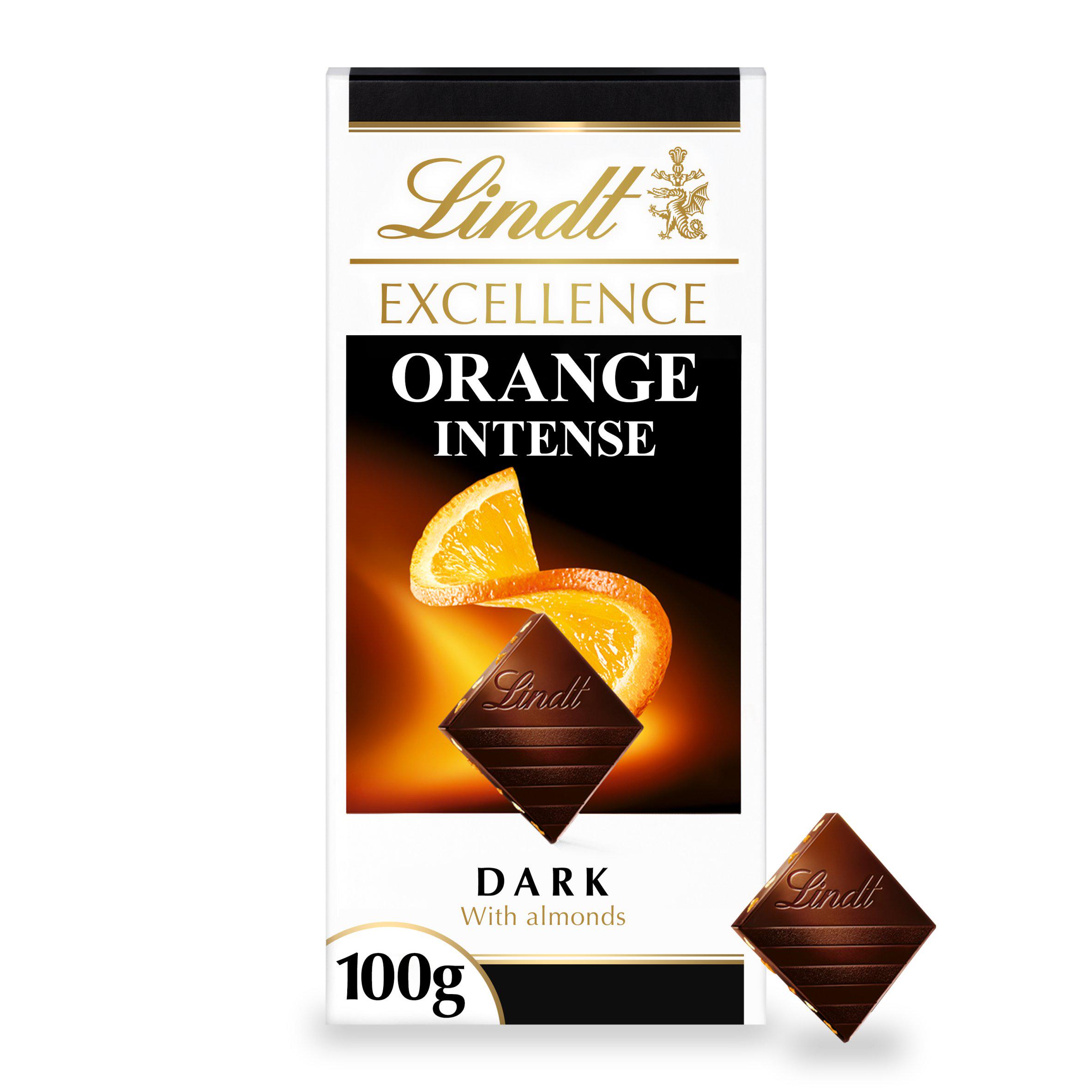 Lindt Excellence Dark with Almonds Chocolate Bar – Orange Intense 100g