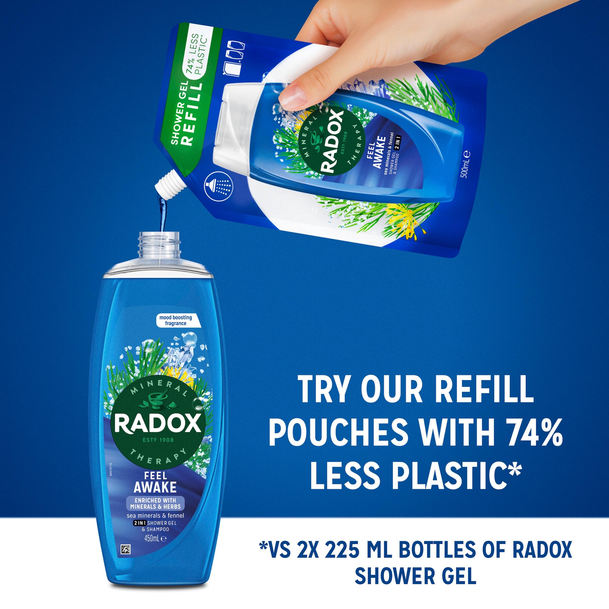 Radox Feel Awake Sea Minerals 2in1 Shower Gel Body Wash Shampoo 450ml thumbnail 6