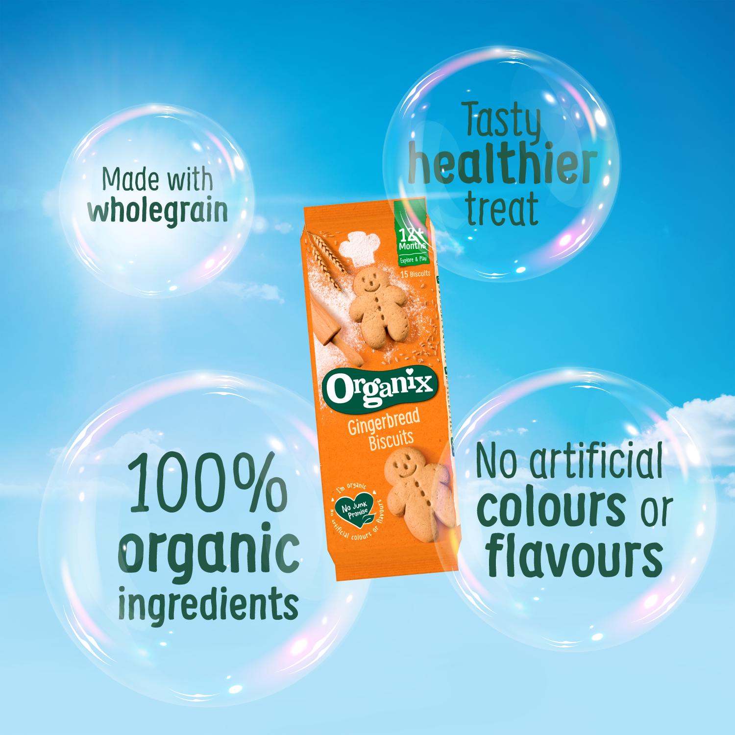 Organix Gingerbread Men Biscuits Toddler Snacks 12 months+ 135g thumbnail 2