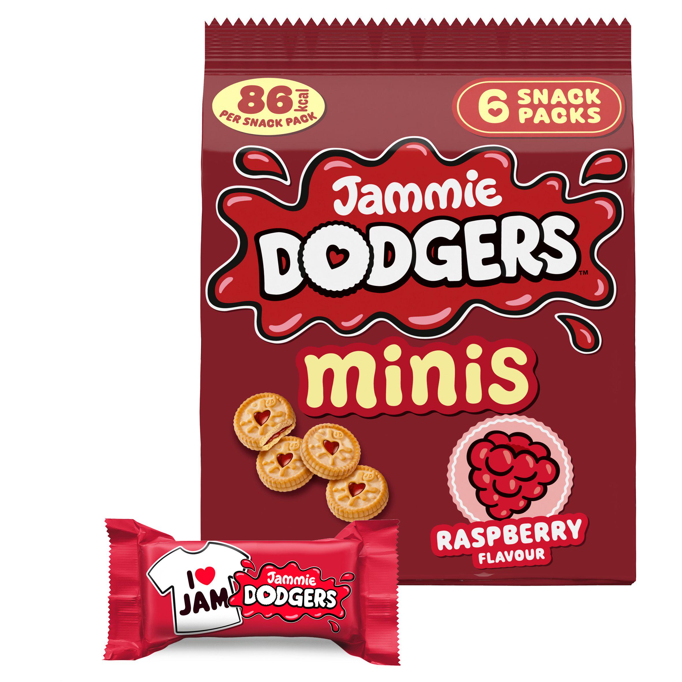 Jammie Dodgers 6 Snack Packs Minis Raspberry Flavour Biscuits