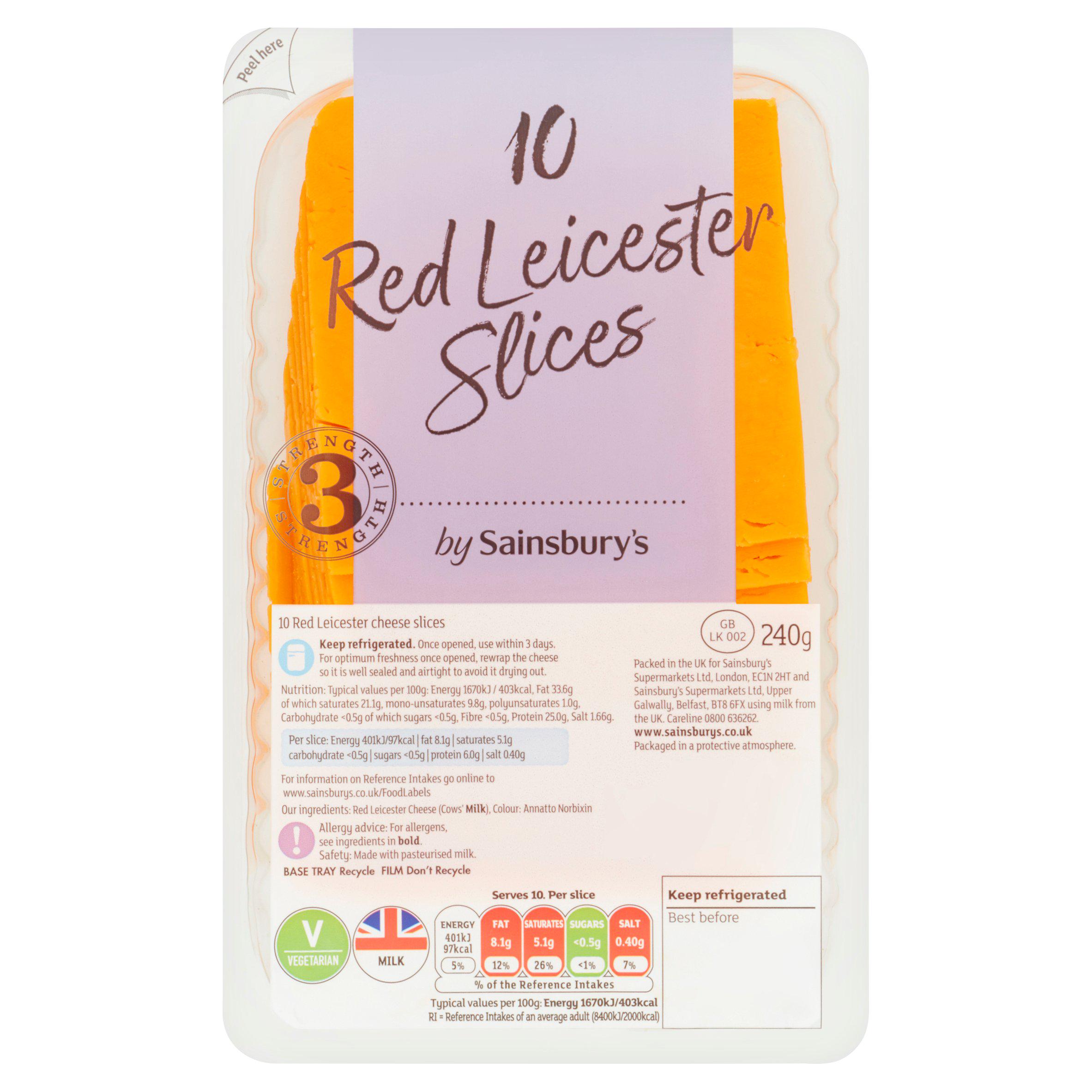 Sainsbury's Red Leicester Cheese Slices 240g