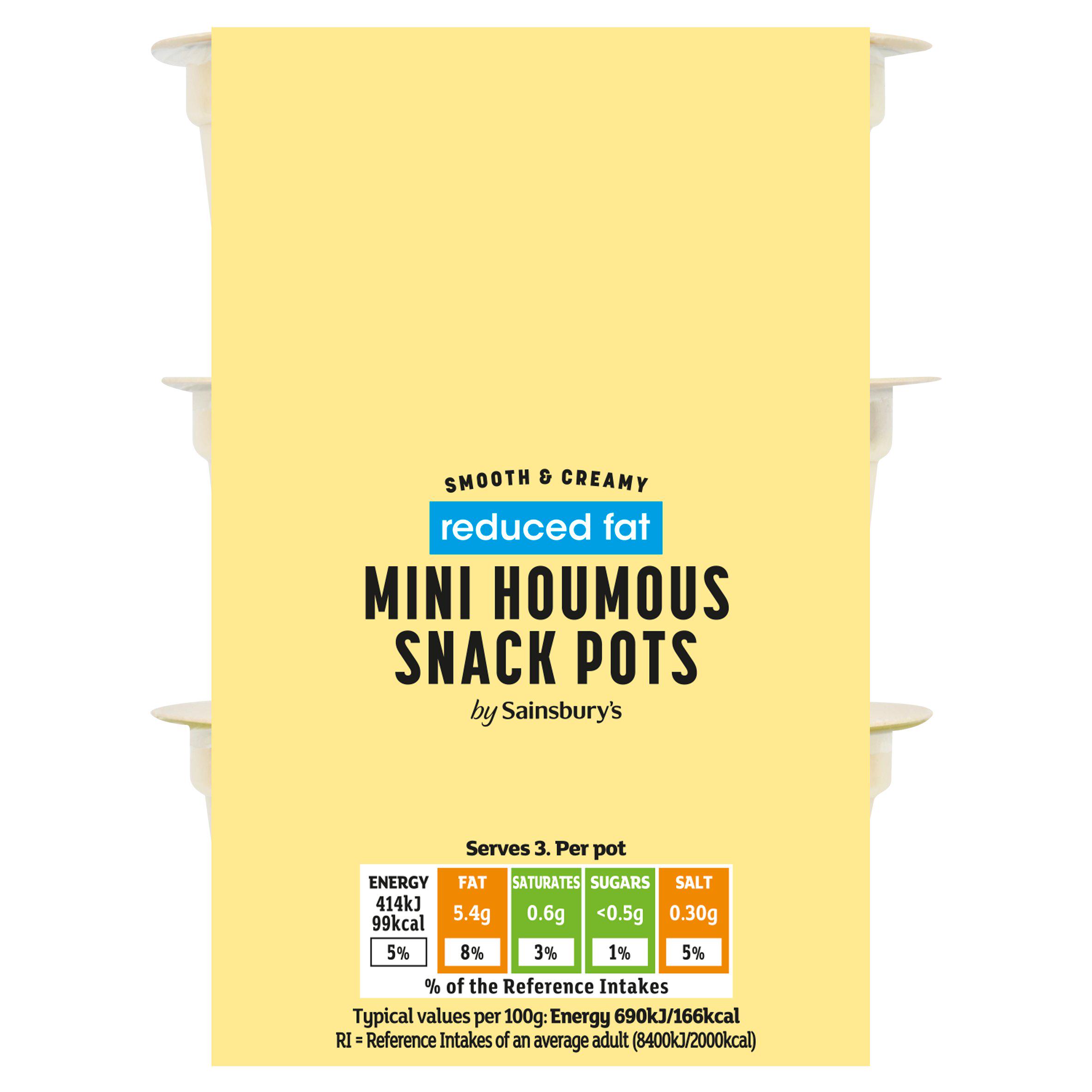 Sainsbury's Mini Houmous Snack Pots, Be Good To Yourself 3x60g