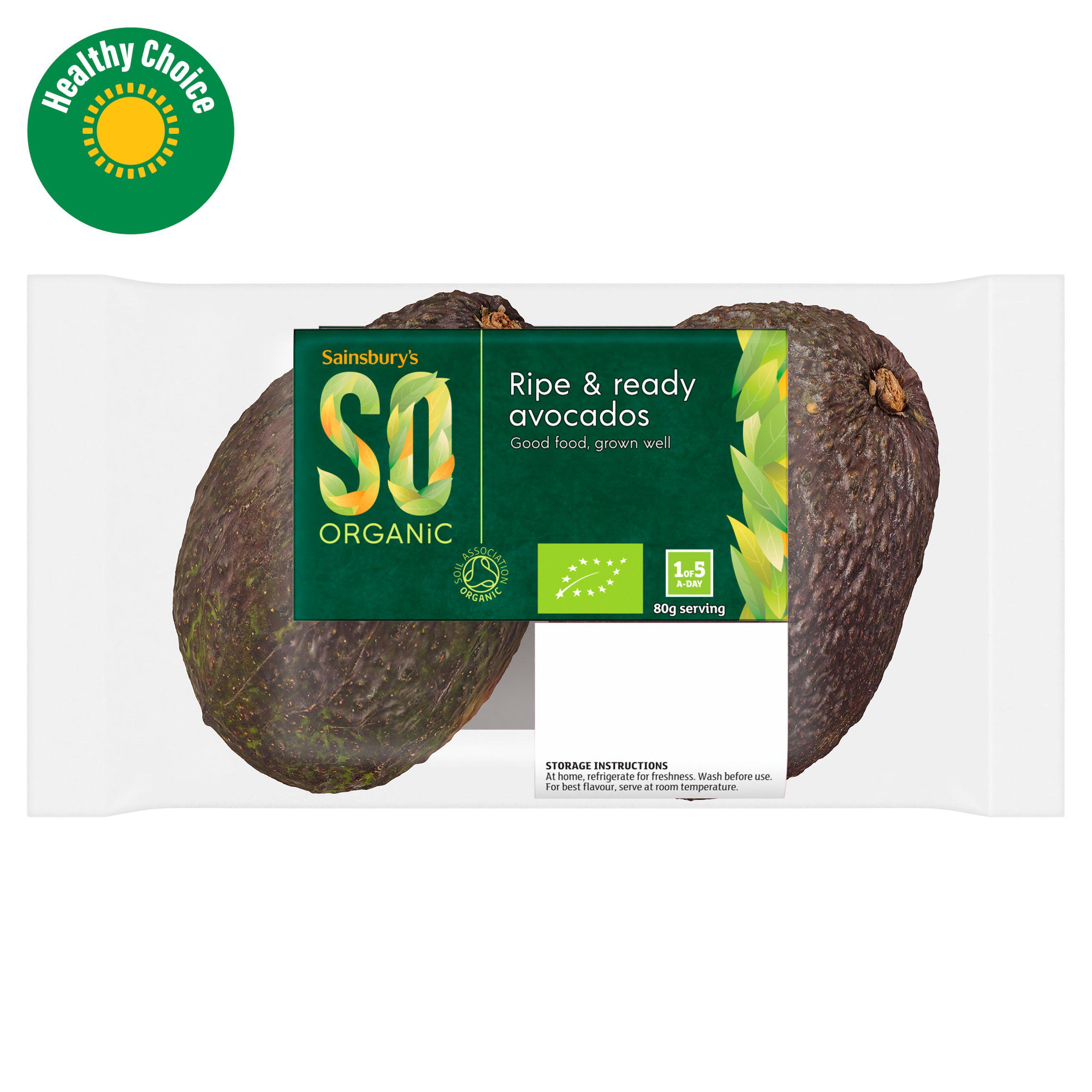 Sainsbury's Medium Ripe & Ready Avocados, SO Organic x2