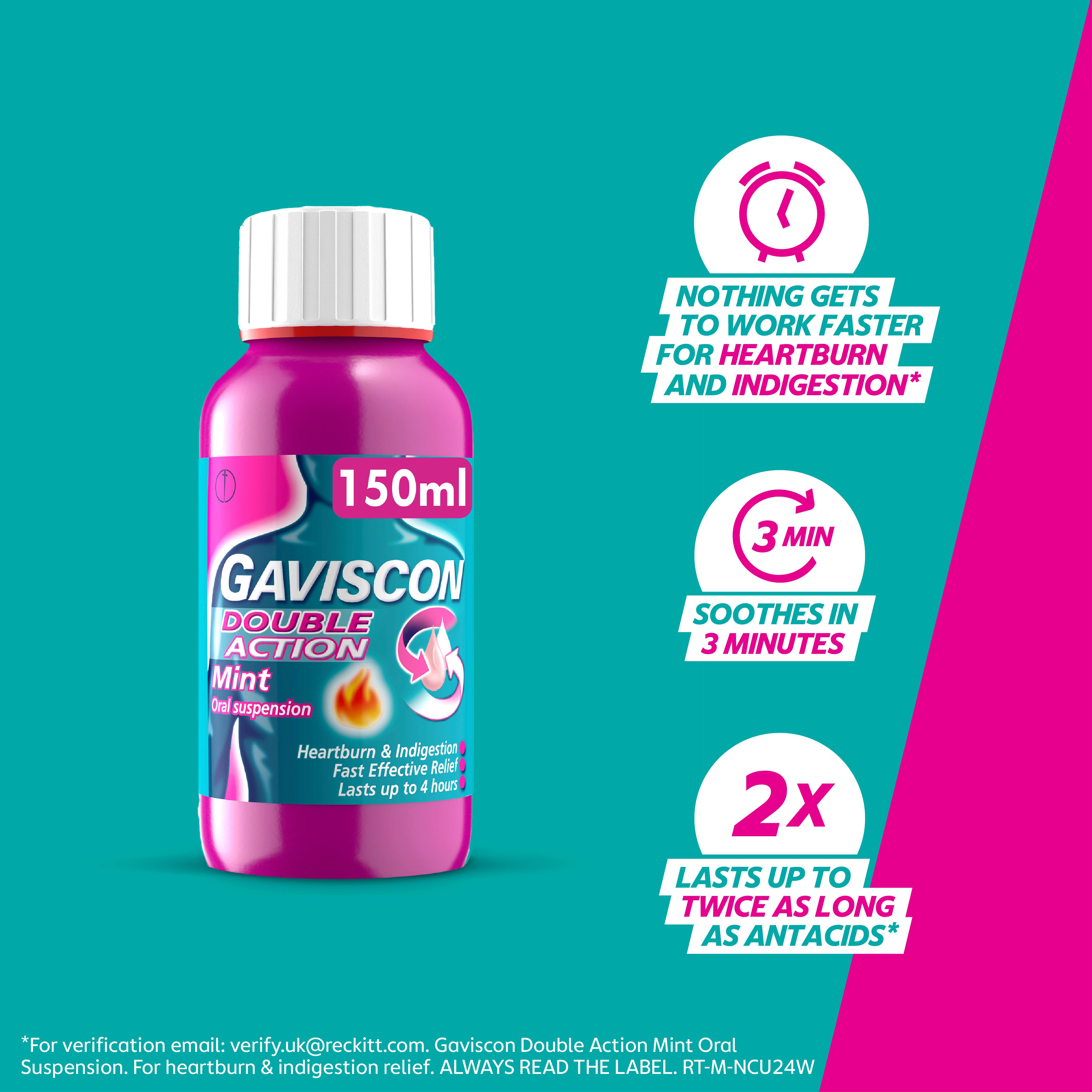 Gaviscon Double Action Heartburn & Indigestion Mint 150ml thumbnail 6