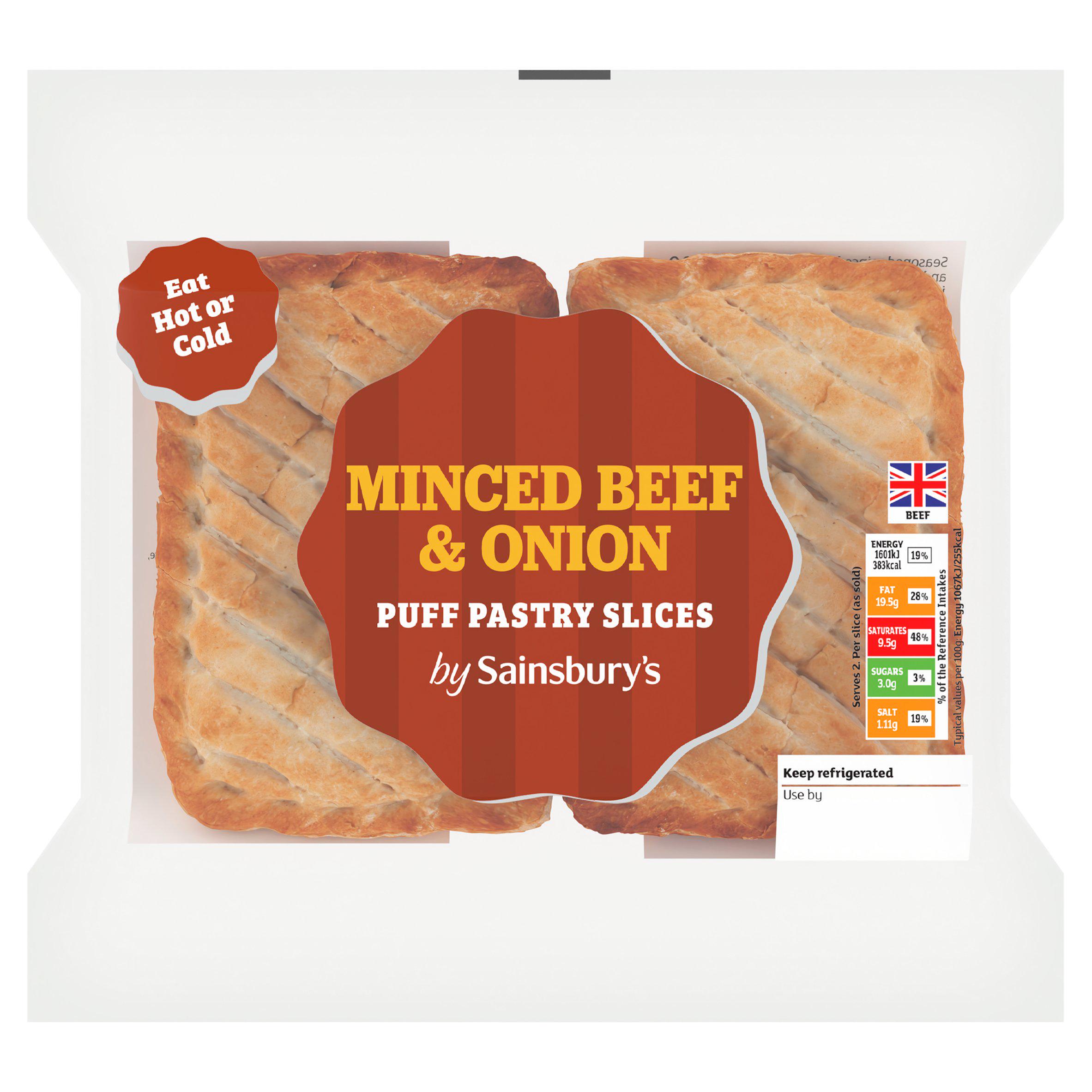 Sainsbury's Minced Beef & Onion Puff Pastry Slices x2 300g