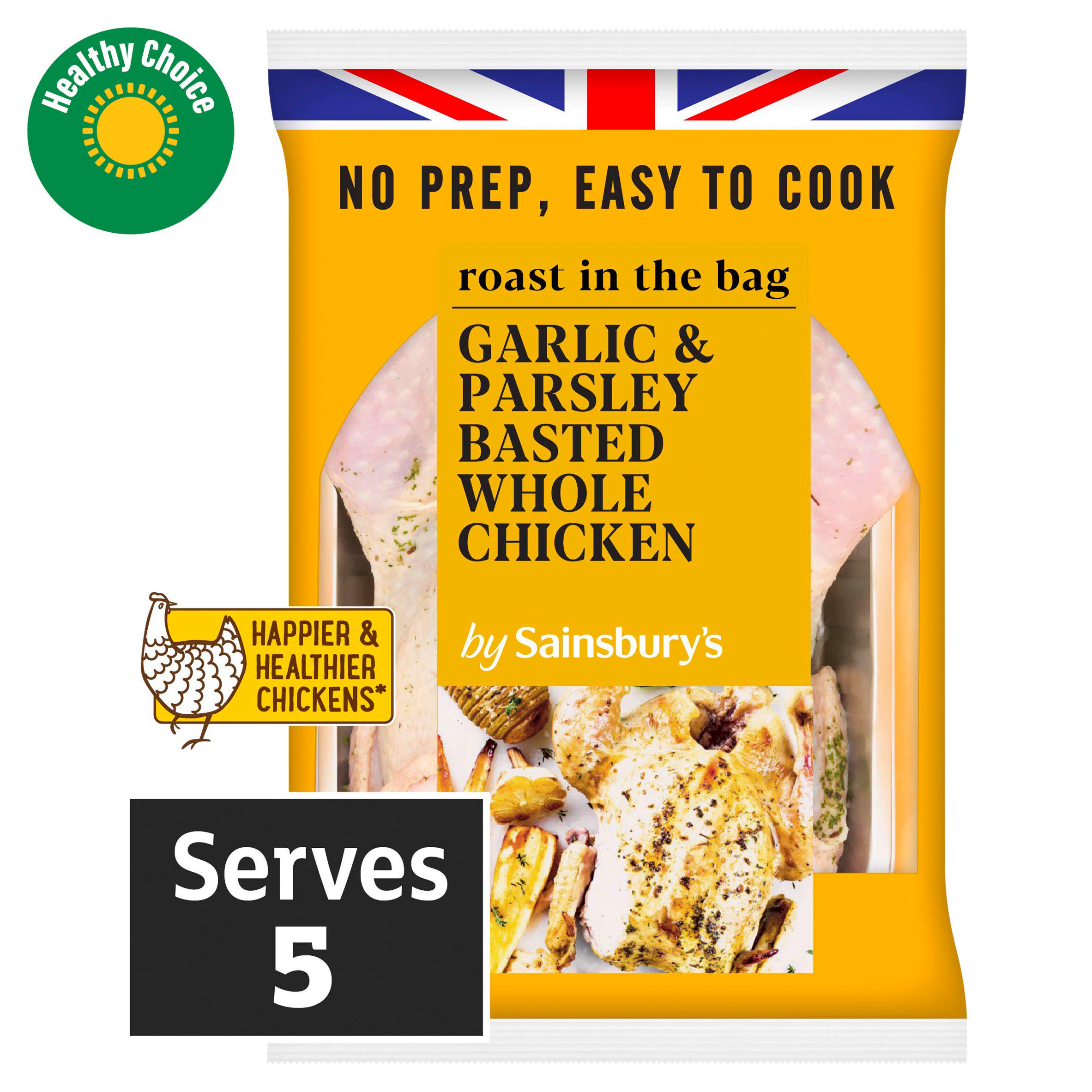 Sainsbury's 1.45kg Roast in the Bag Basted Garlic & Parsley Whole Chicken