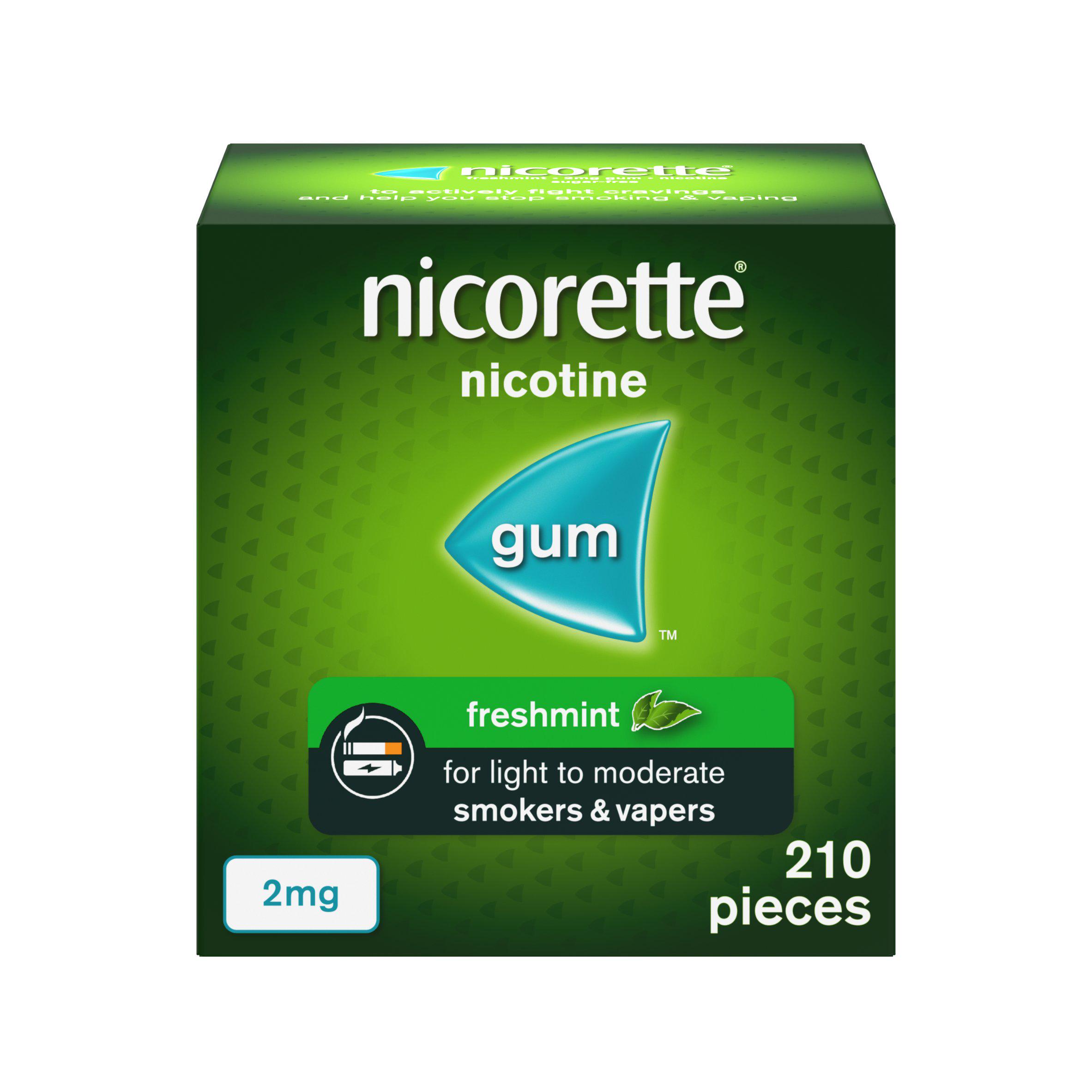 Nicorette Freshmint Chewing Gum - 2mg, x210 Pieces (stop smoking aid)