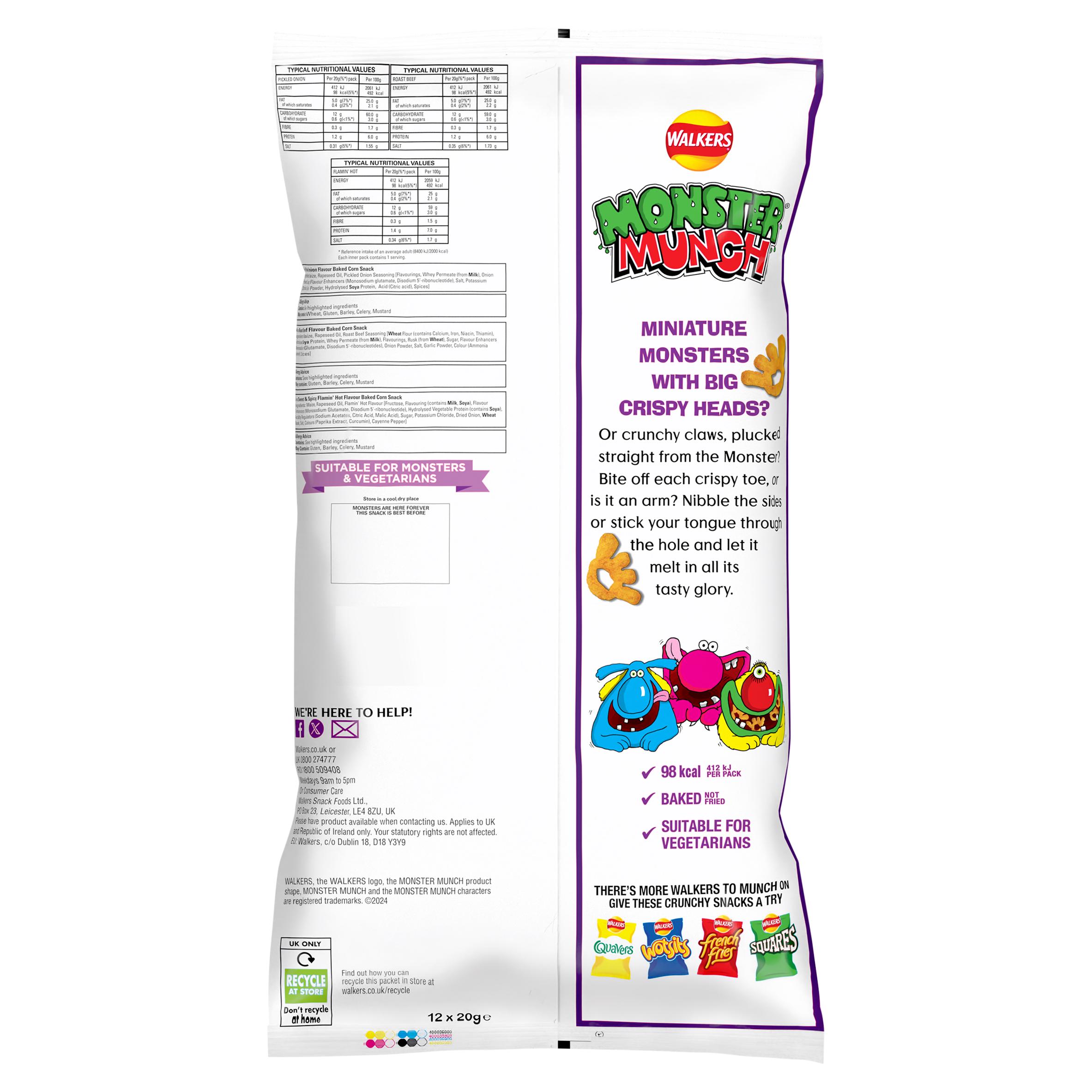Walkers Monster Munch Variety Multipack Crisps Snacks 12x20g thumbnail 4