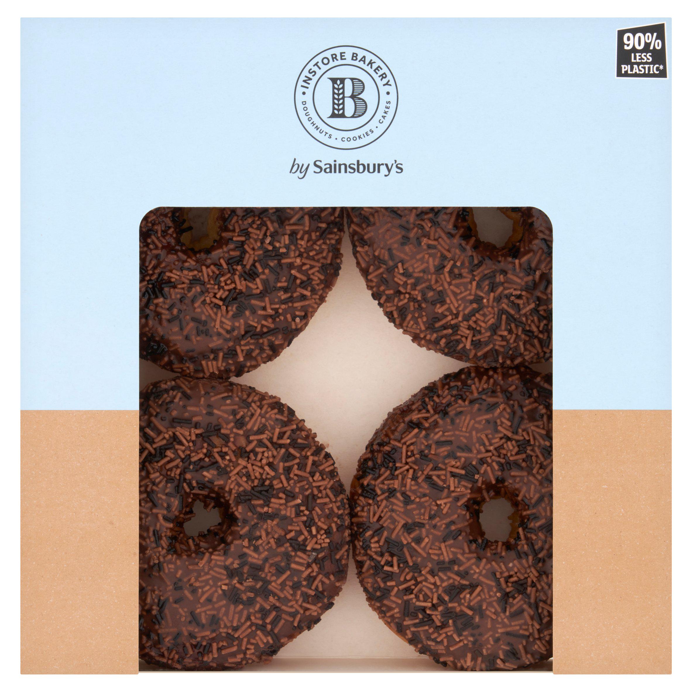 Sainsbury's Chocolate Iced Ring Doughnuts x4