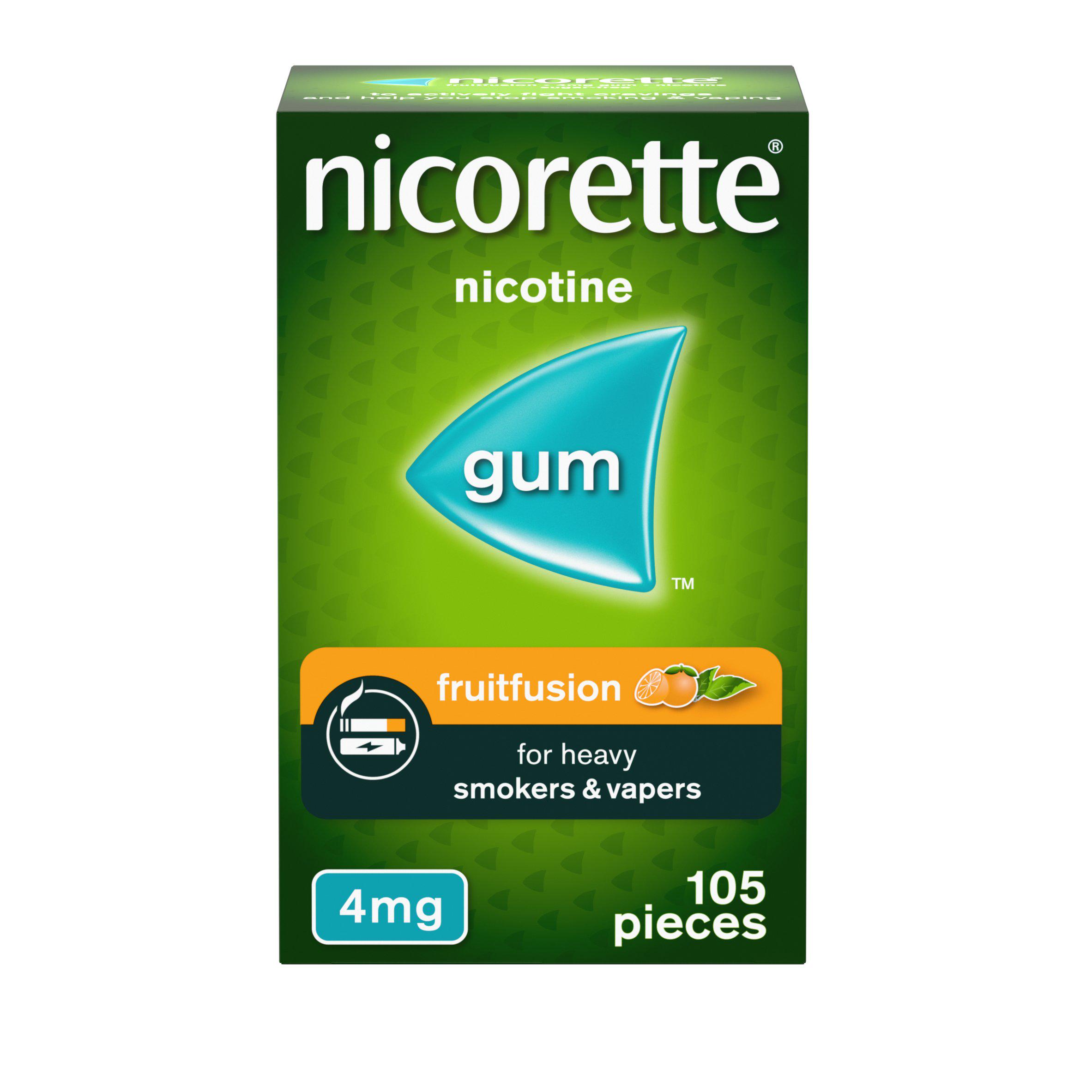 Nicorette Fruitfusion Gum Pieces Quit Smoking Aid x105 4mg