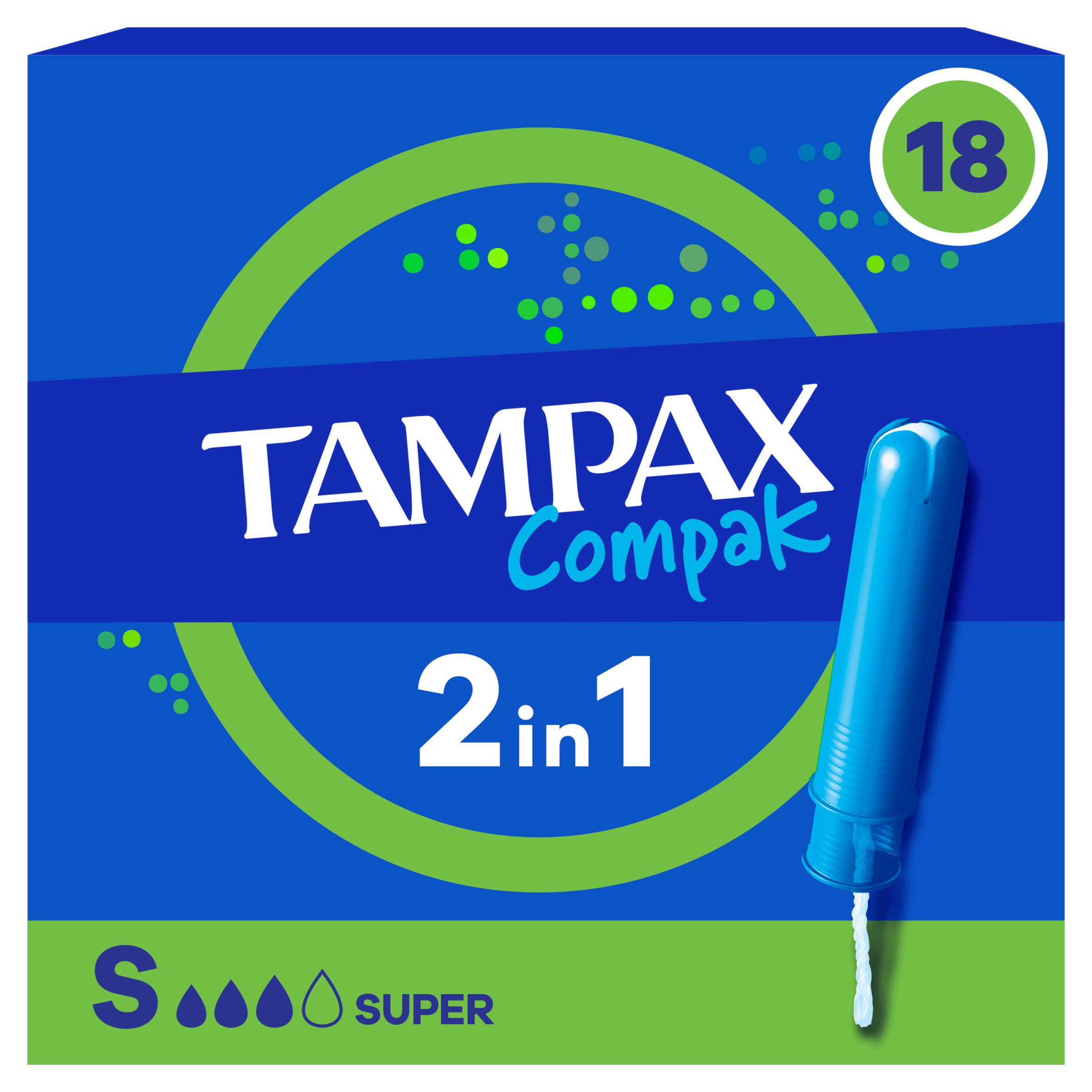 Tampax Compak Super Tampons Applicator x18