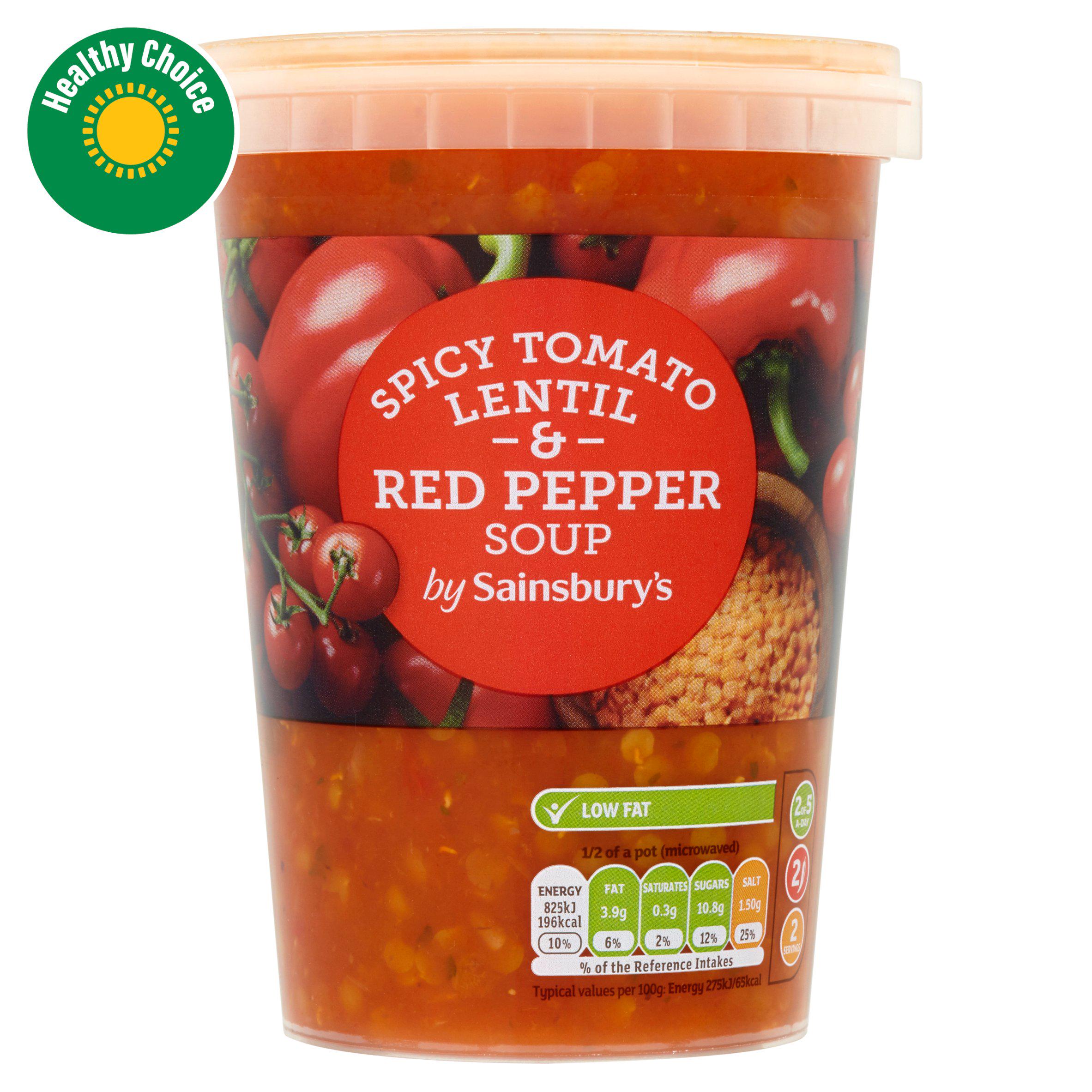 Sainsbury's Spicy Tomato Lentil & Red Pepper Soup 600g