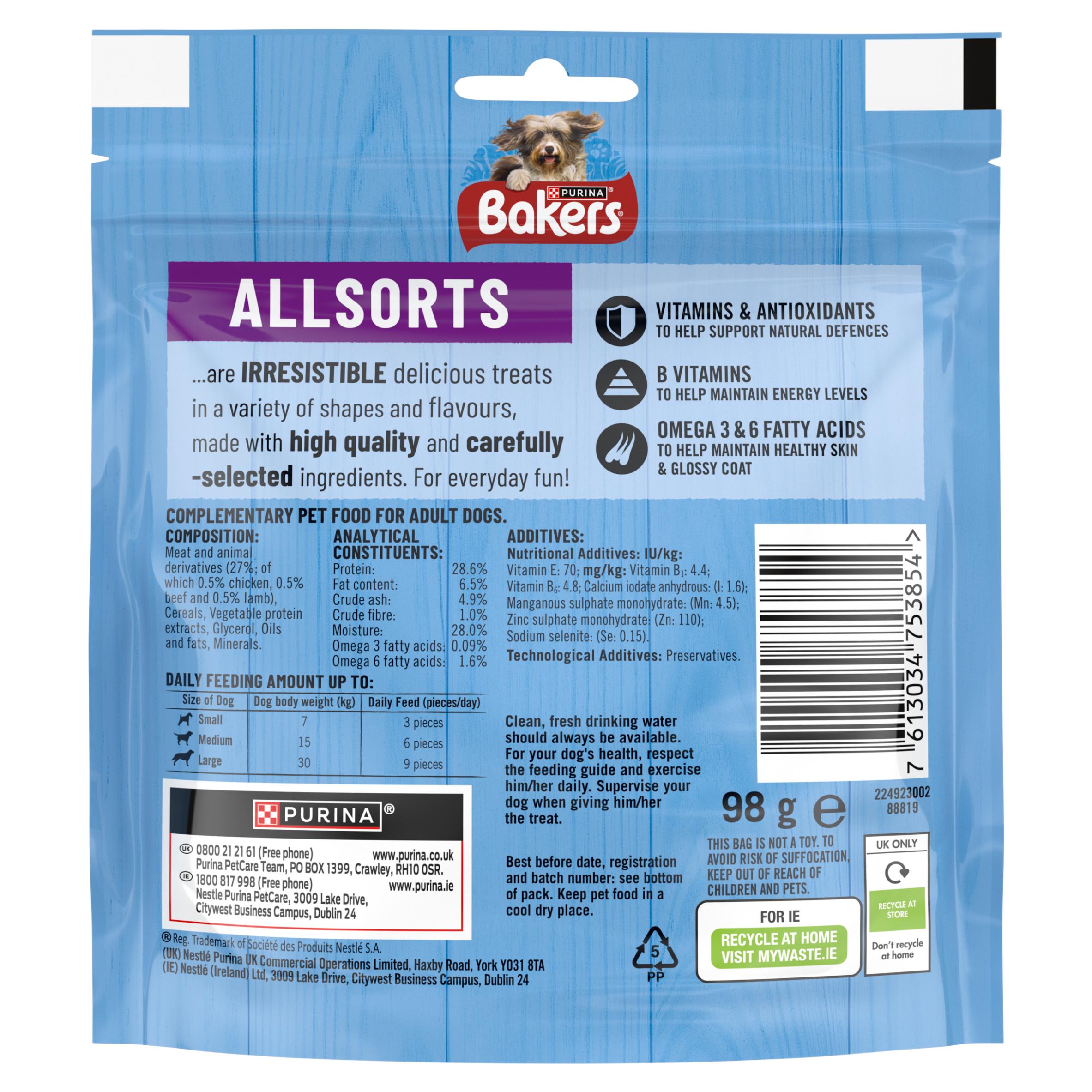 Bakers Allsorts Chicken, Beef and Lamb Dog Treats 98g thumbnail 2