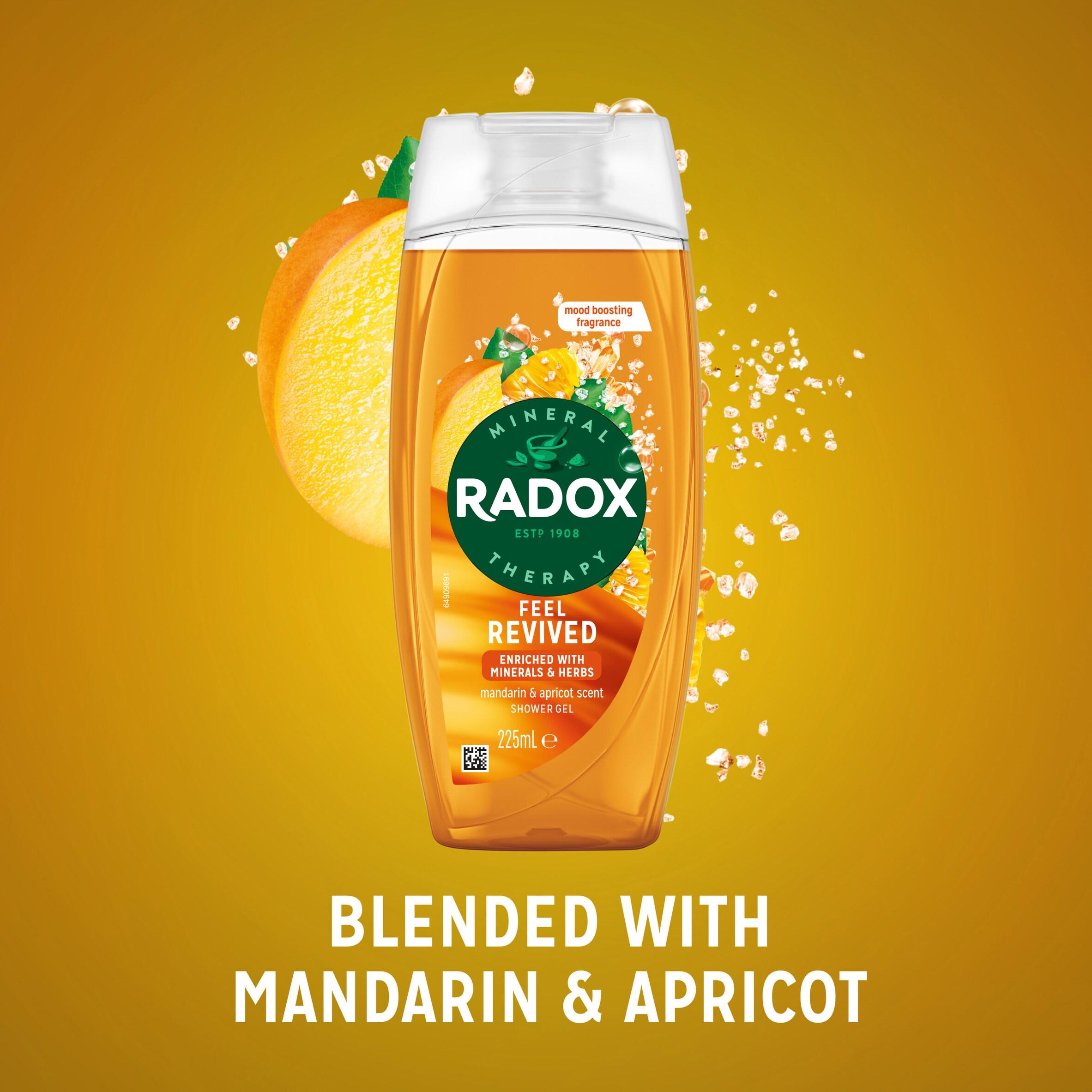 Radox Feel Revived Shower Gel Mandarin & Apricot Body Wash 225ml thumbnail 2