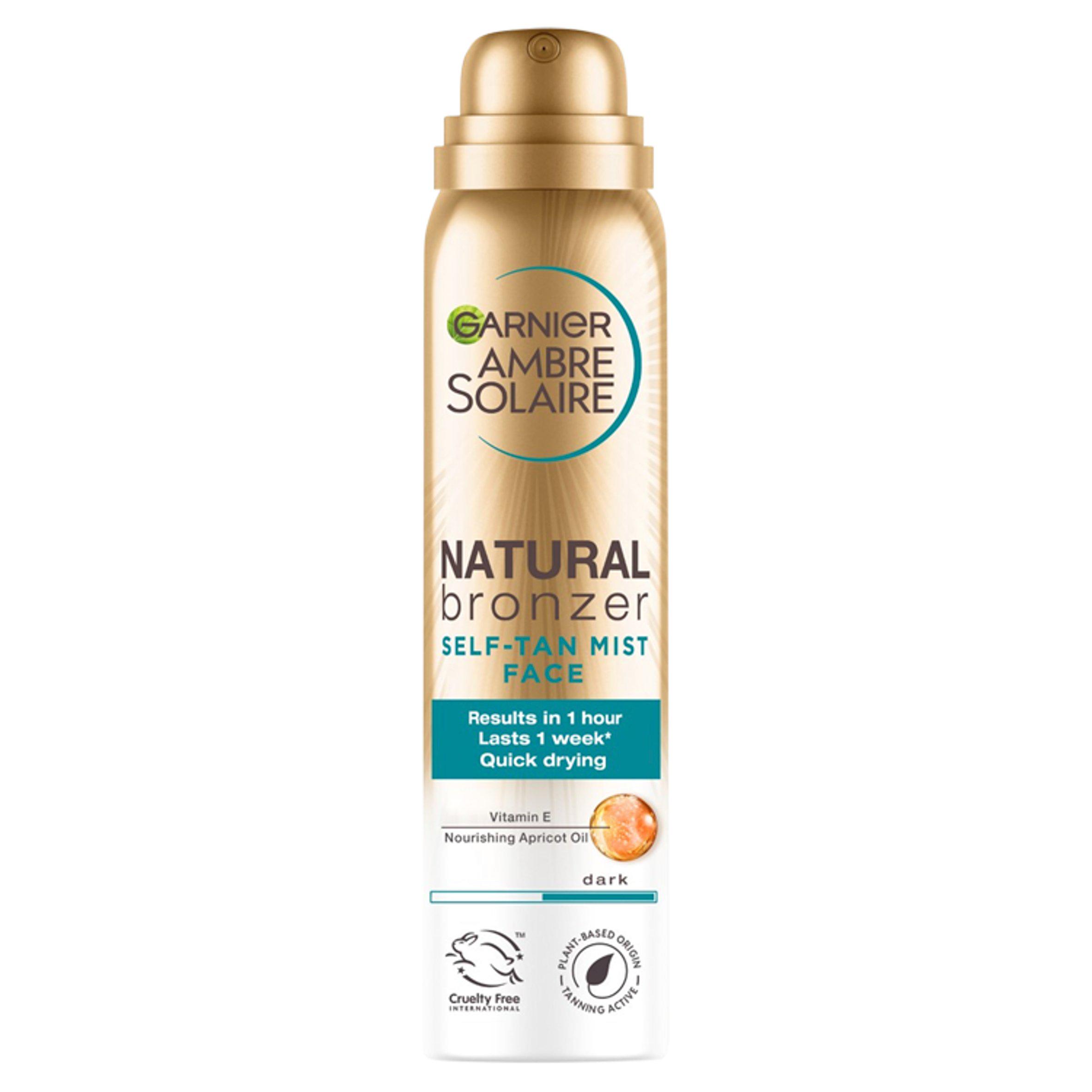 Garnier Ambre Solaire 75ml Natural Bronzer Quick Drying Dark Self Tan Face Mist