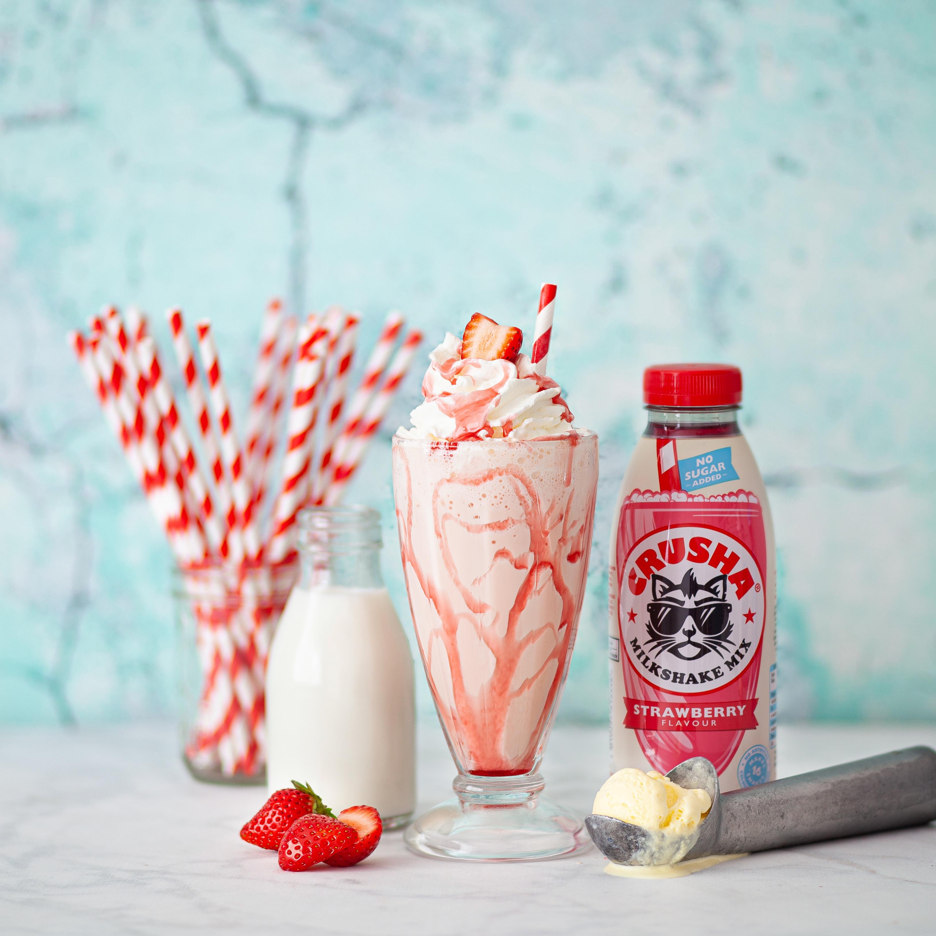 Crusha Strawberry Flavour No Added Sugar Milkshake Mix 500ml thumbnail 4