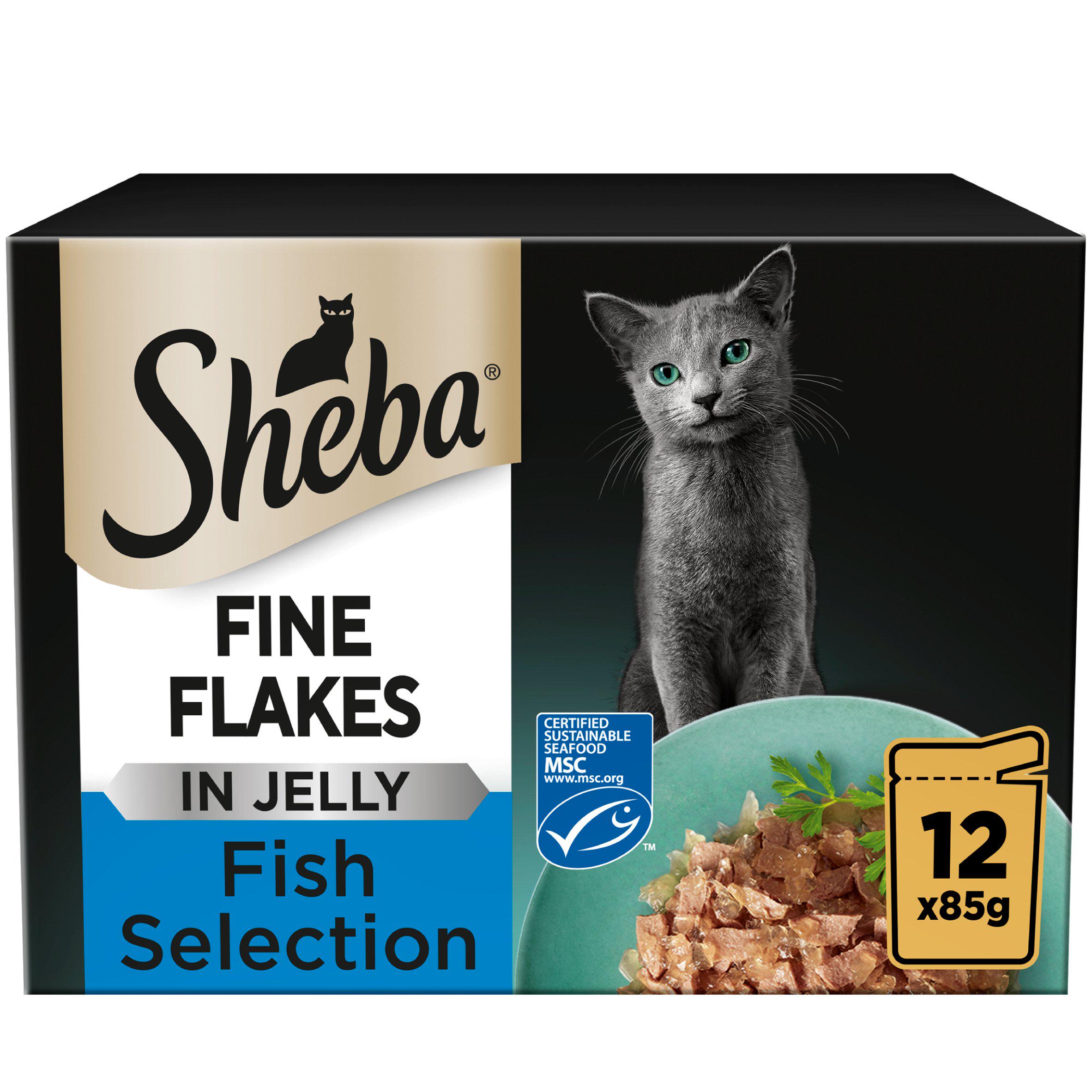 Sheba Fine Flakes Cat Food Pouches MSC Fish in Jelly