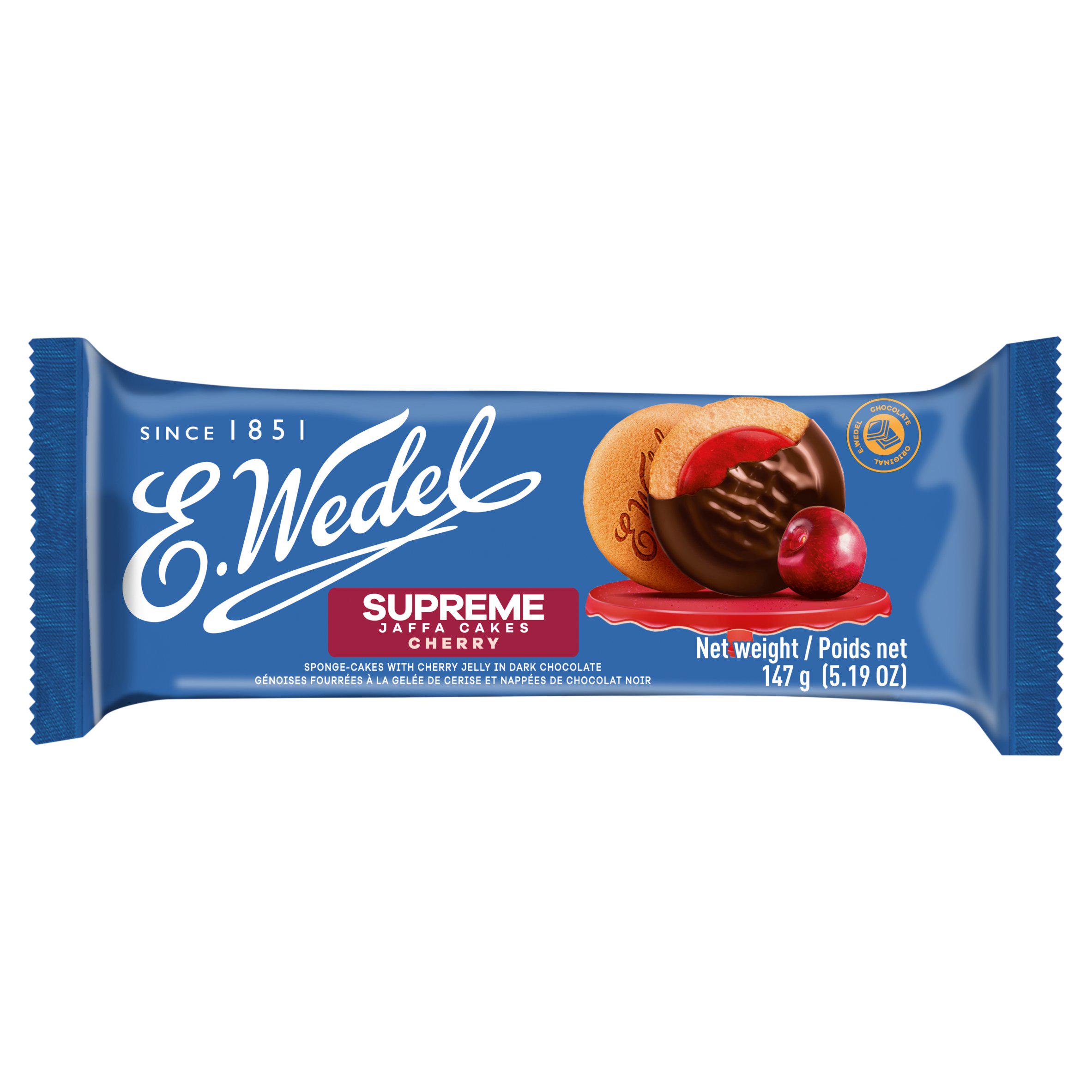 E. Wedel Supreme Jaffa Cakes Cherry Sponge-Cake with Cherry Jelly in Dark Chocolate 147g