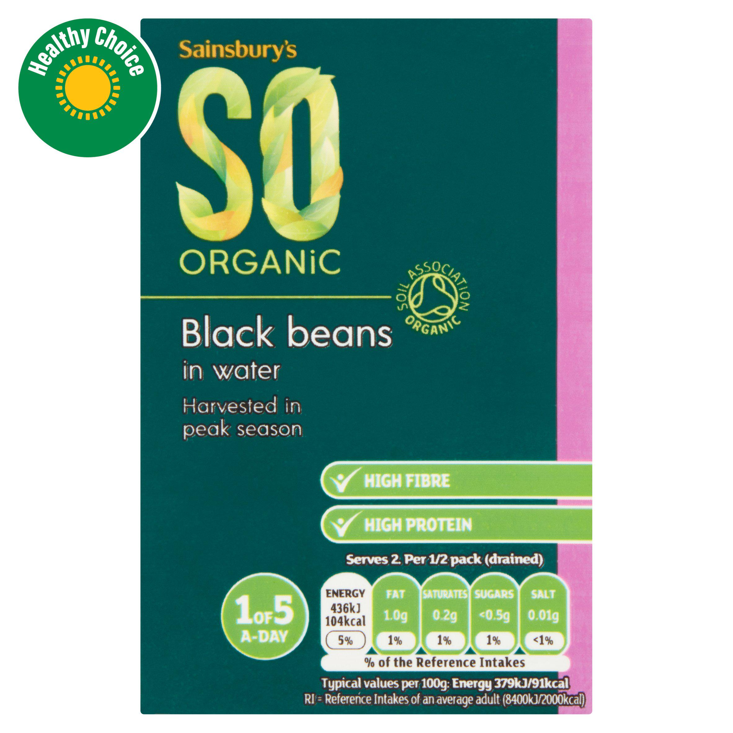 Sainsbury's Black Beans Carton, SO Organic 380g (230g*)