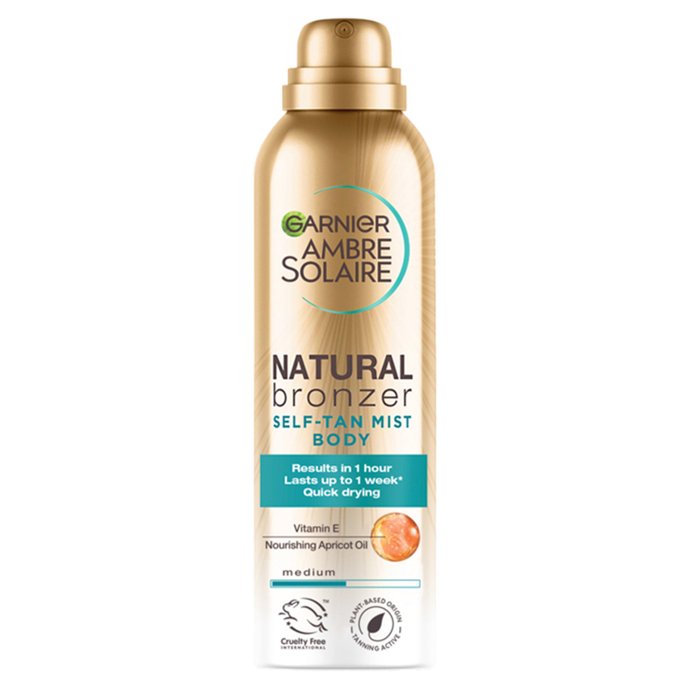 Garnier Ambre Solaire 150ml Natural Bronzer Quick Drying Medium Self Tan Body Mist