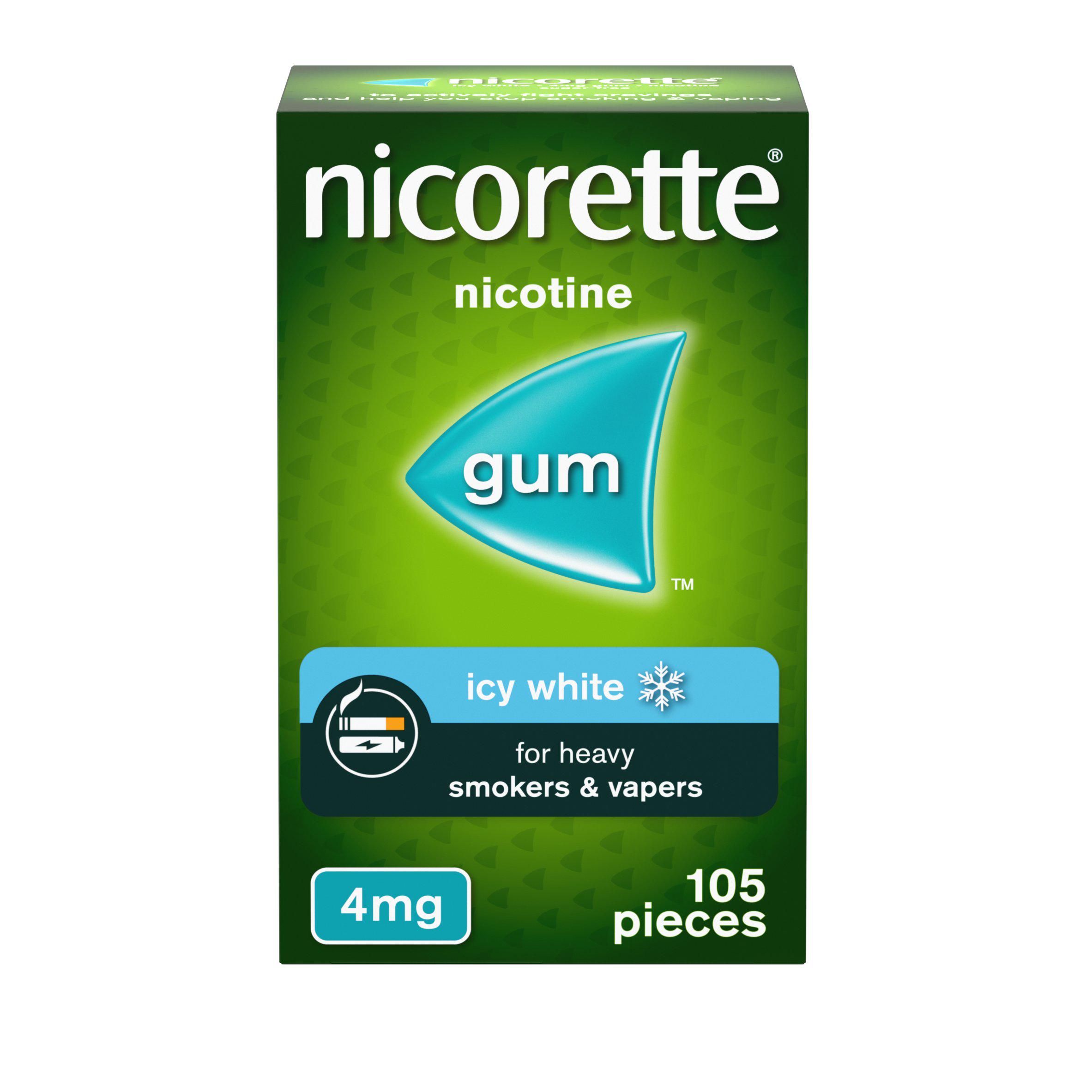 Nicorette Icy White Gum, 4 mg, 105 (Stop Smoking Aid)
