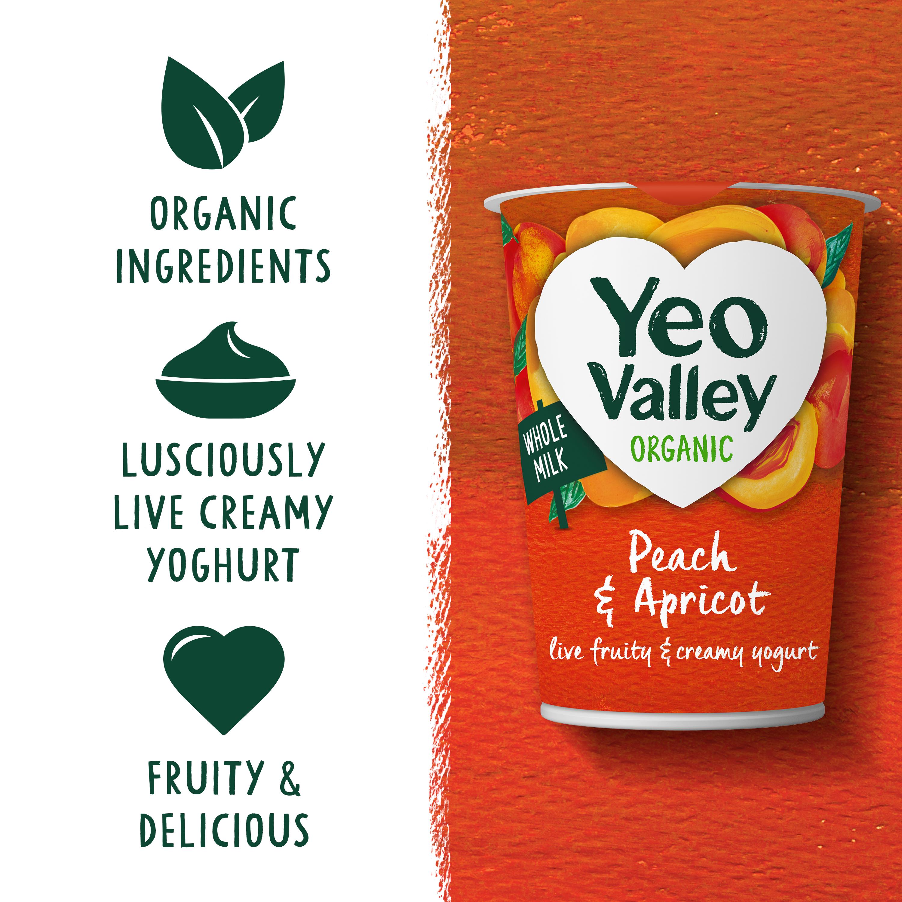 Yeo Valley Organic Peach & Apricot Yogurt 450g thumbnail 2