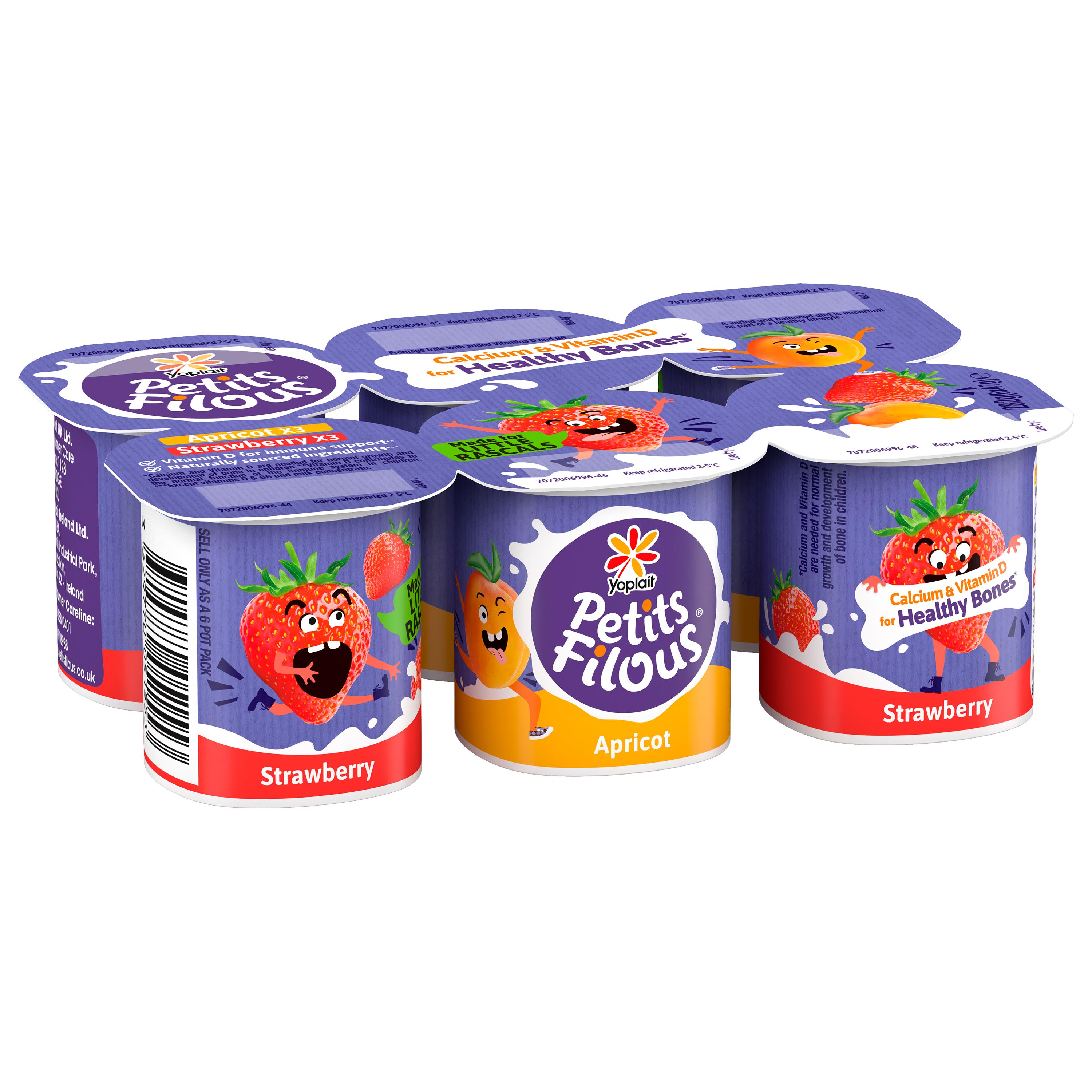 Petits Filous Kids Strawberry & Apricot Yoghurt 6x47g thumbnail 2