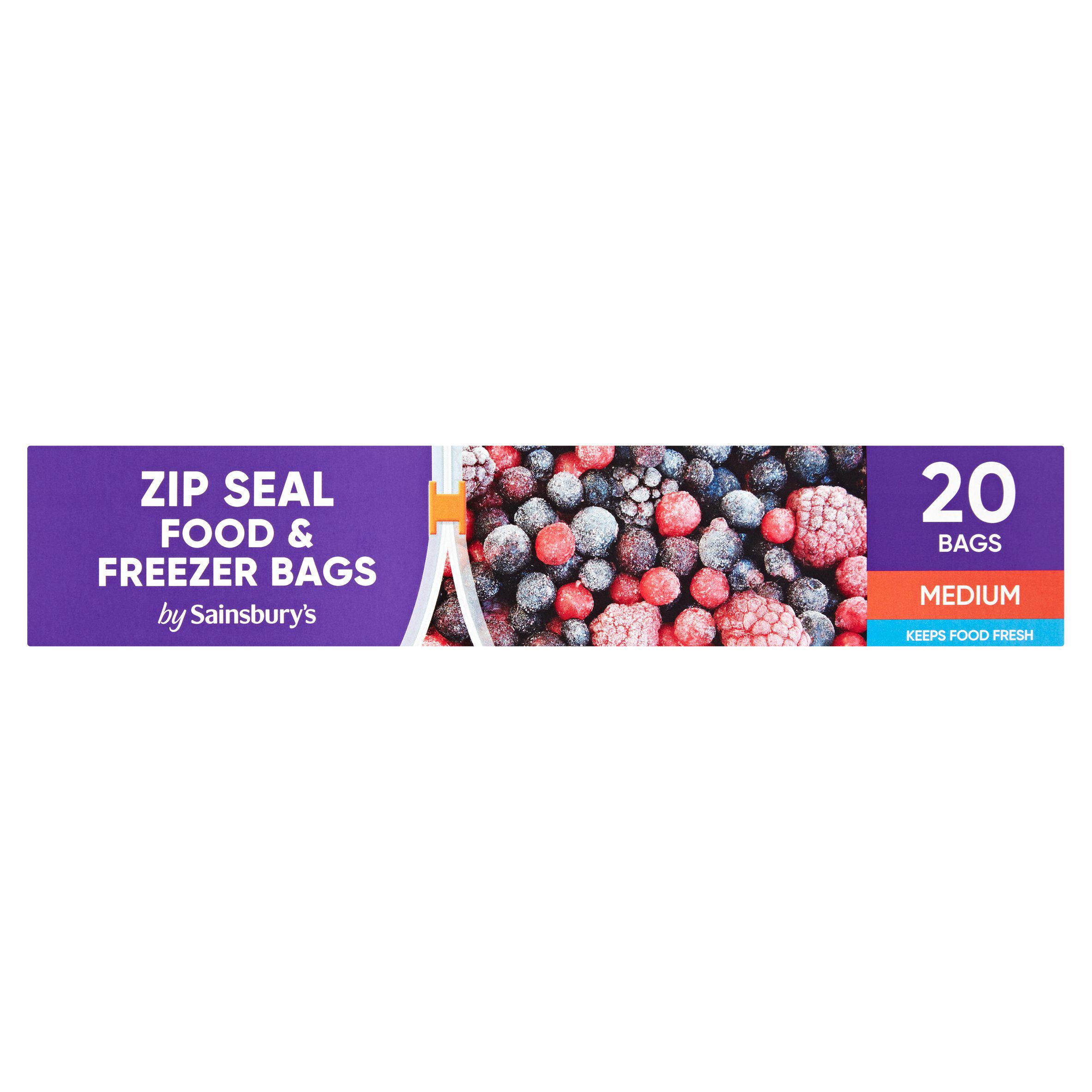 Sainsbury's Food Bags, Medium Zip & Seal 27.5x26cm x20