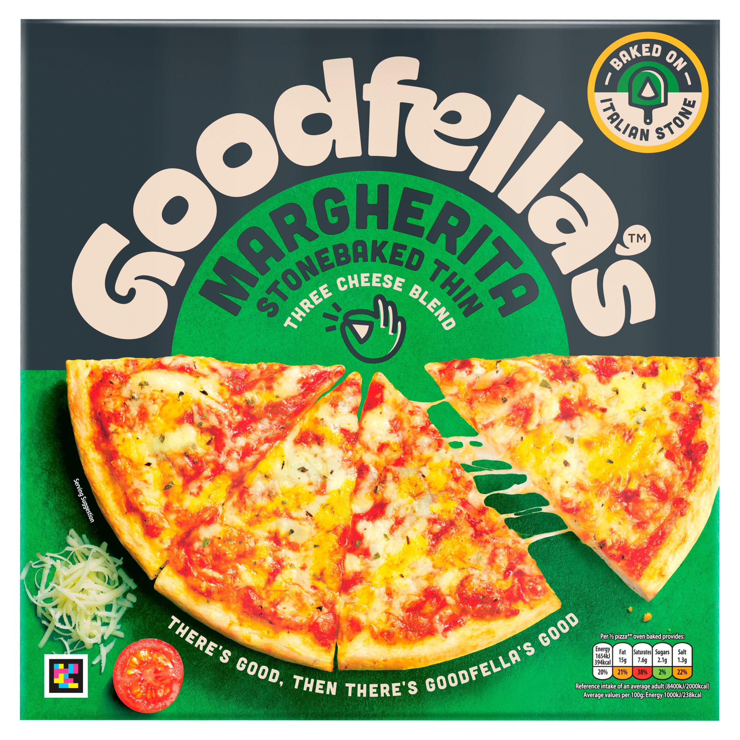 Goodfellas 334g Stonebaked Thin Margherita Three Cheese Pizza