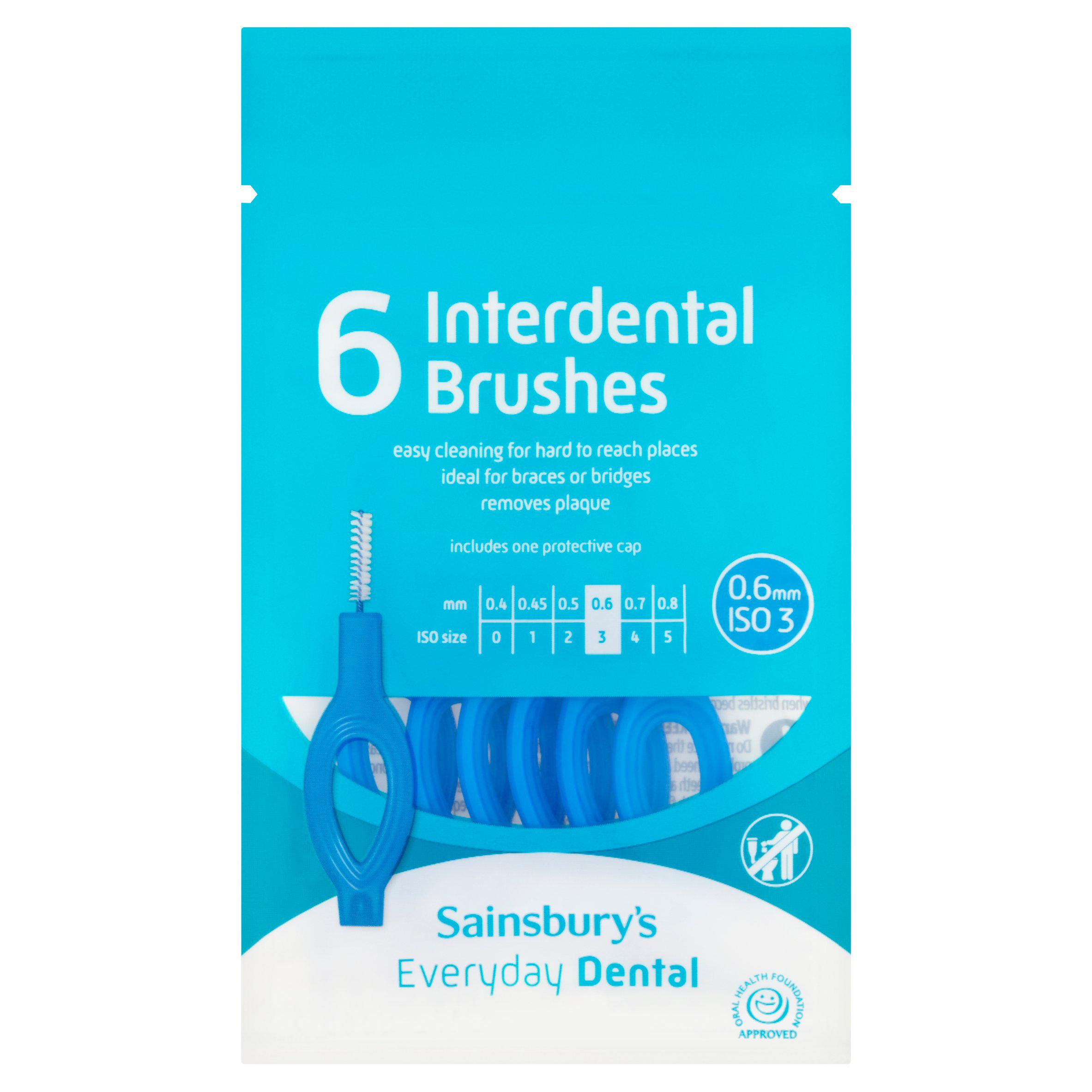 Sainsbury's Interdental Brushes 0.6mm ISO 3 Blue x6