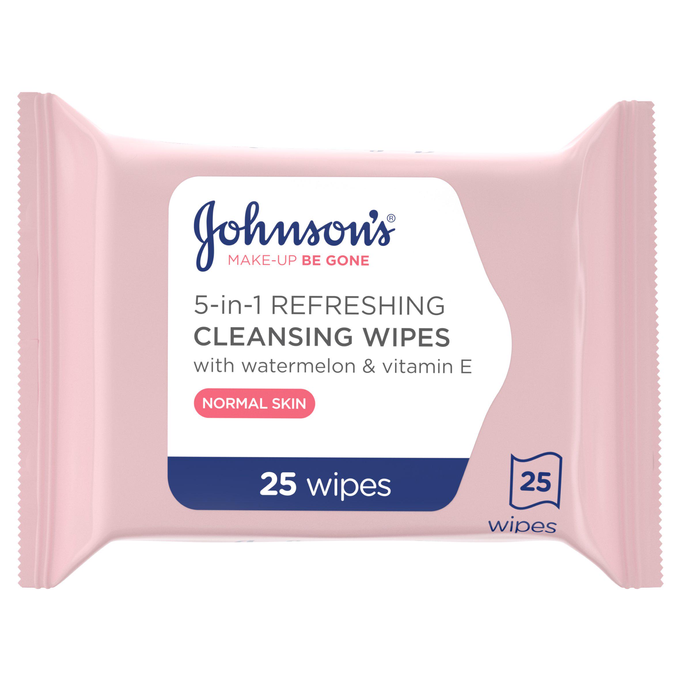 Johnson's Make Up Be Gone Facial Wipes, Refreshing x25