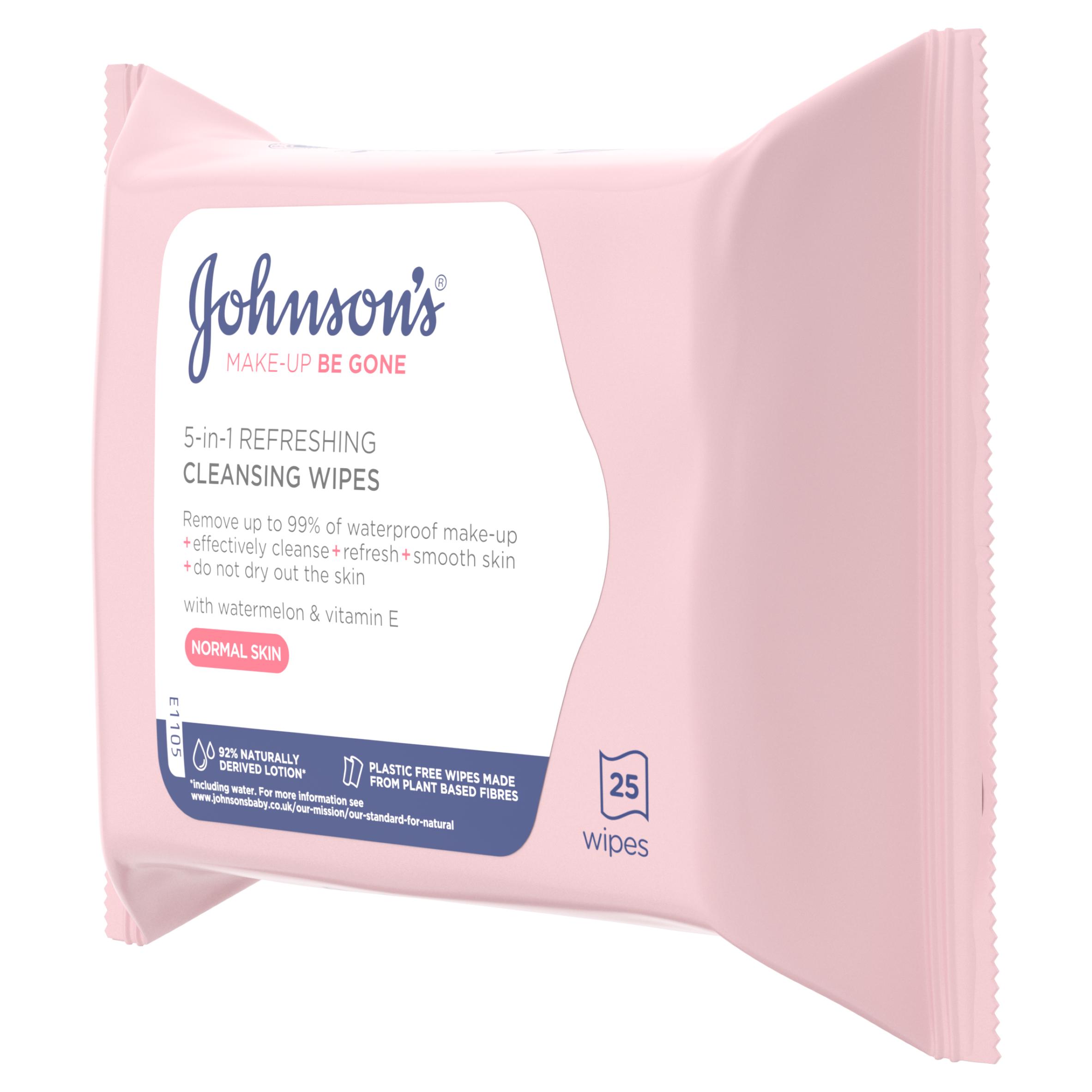 Johnson's Make Up Be Gone Facial Wipes, Refreshing x25 thumbnail 2
