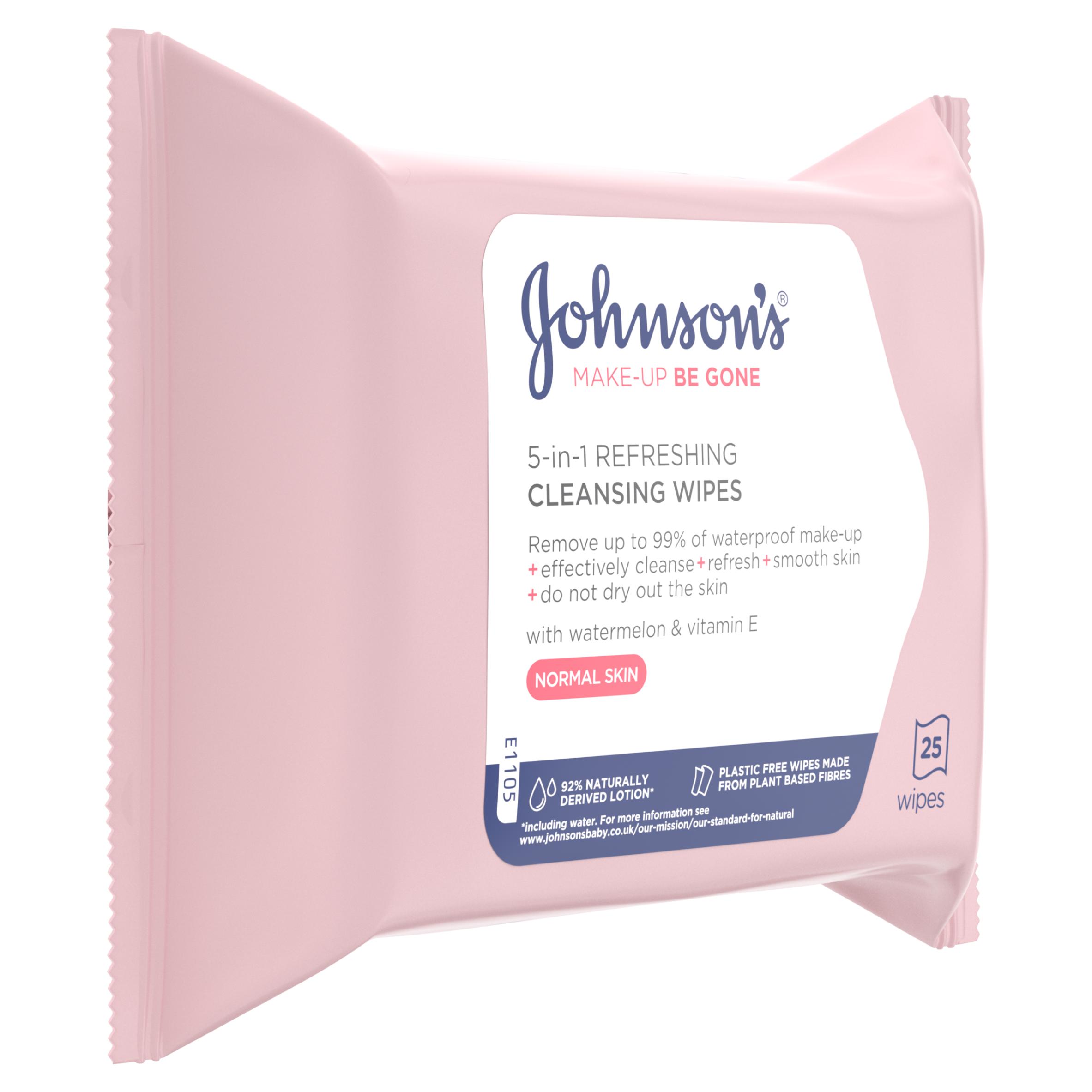 Johnson's Make Up Be Gone Facial Wipes, Refreshing x25 thumbnail 3