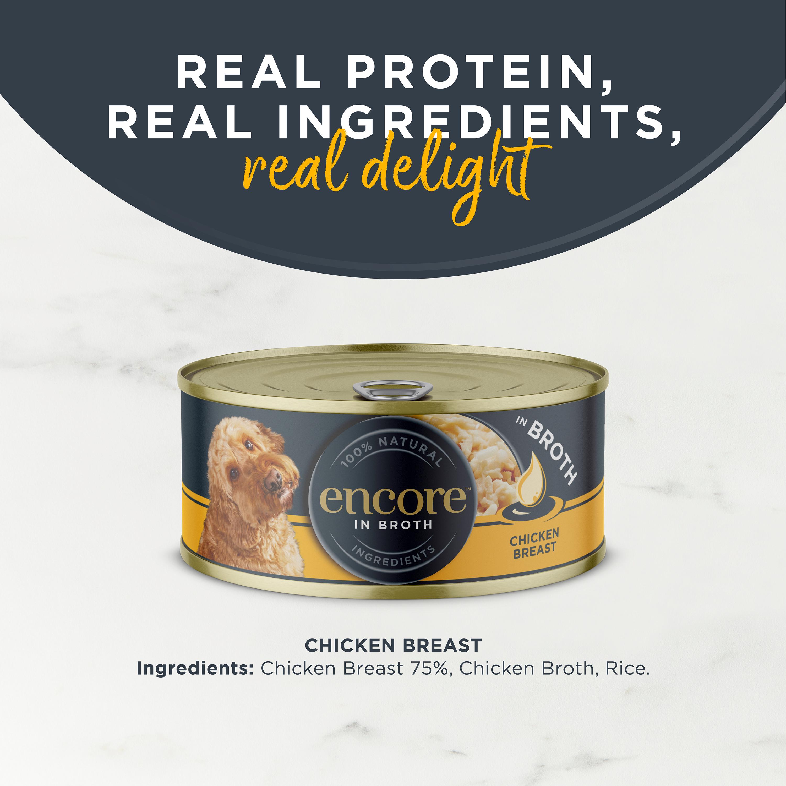 Encore Natural Chicken Selection In Broth Tinned Dog Food 156g thumbnail 3