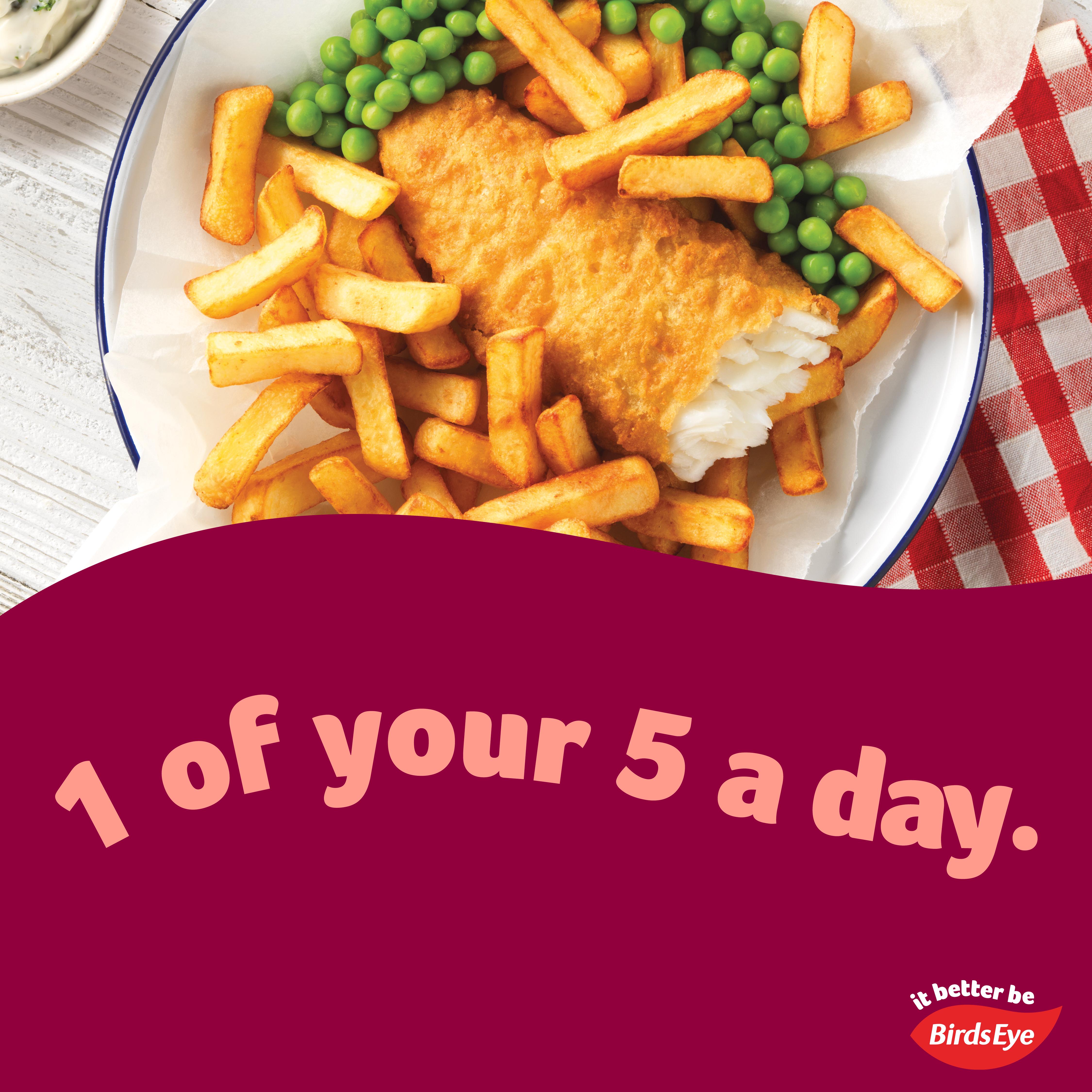 Birds Eye Battered Cod Chips & Peas 395g thumbnail 3