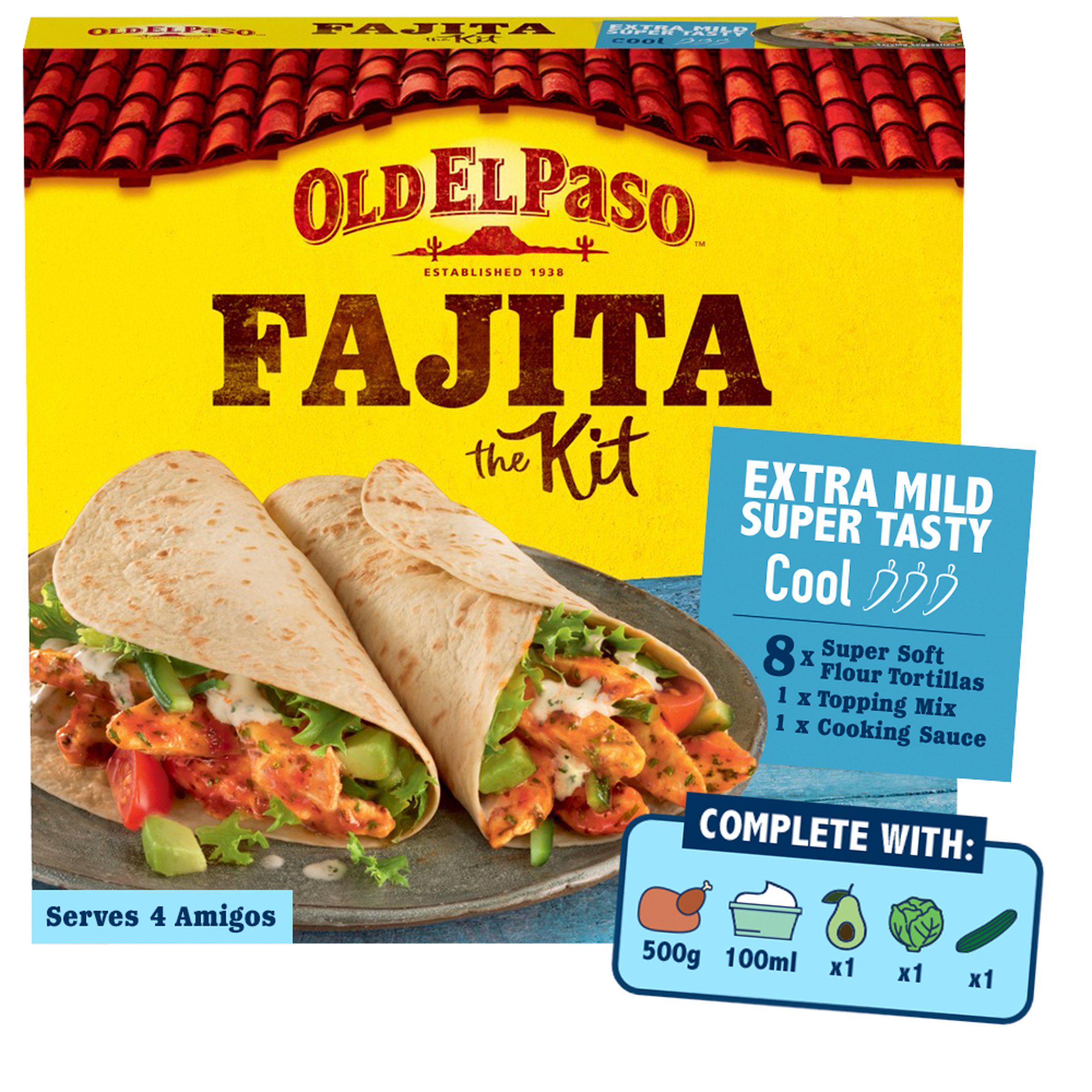 Old El Paso Mexican Sizzling Extra Mild Super Tasty Fajita Kit 476g