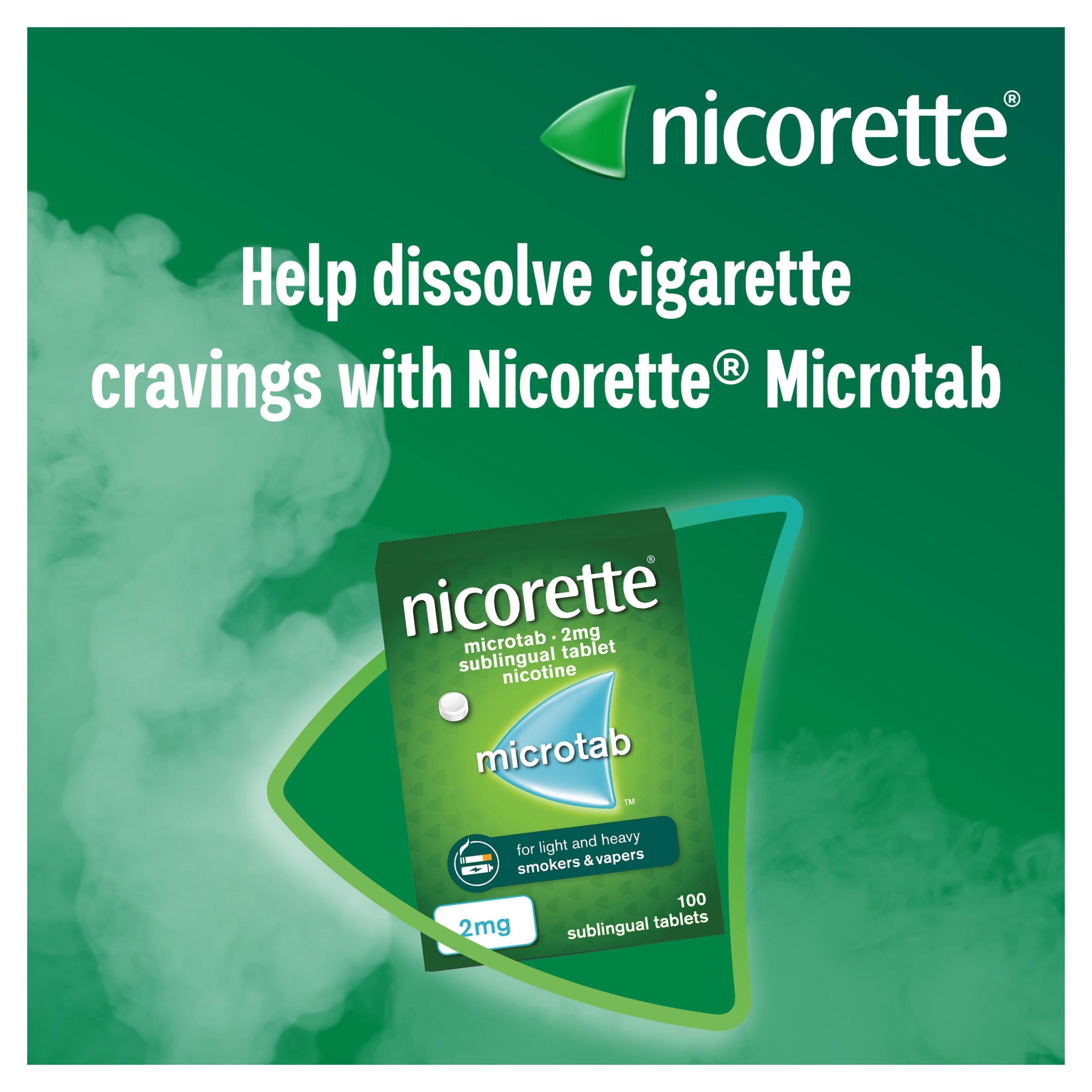 Nicorette Microtab Sublingual Tablet Pieces Quit Smoking Aid x100 2mg thumbnail 3