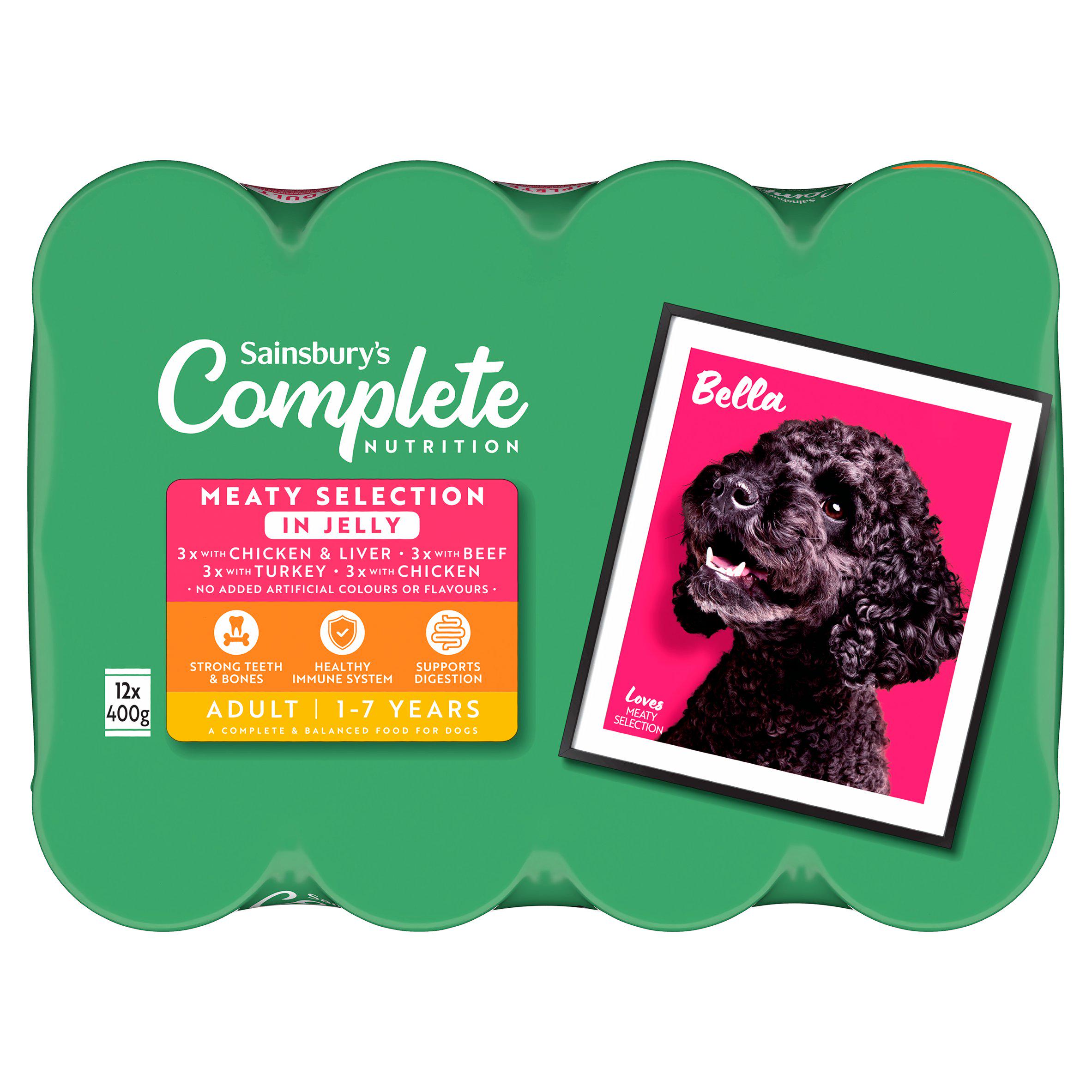 Sainsbury's Adult Dog Food Complete Nutrition Meaty Selection In Jelly 12x400g