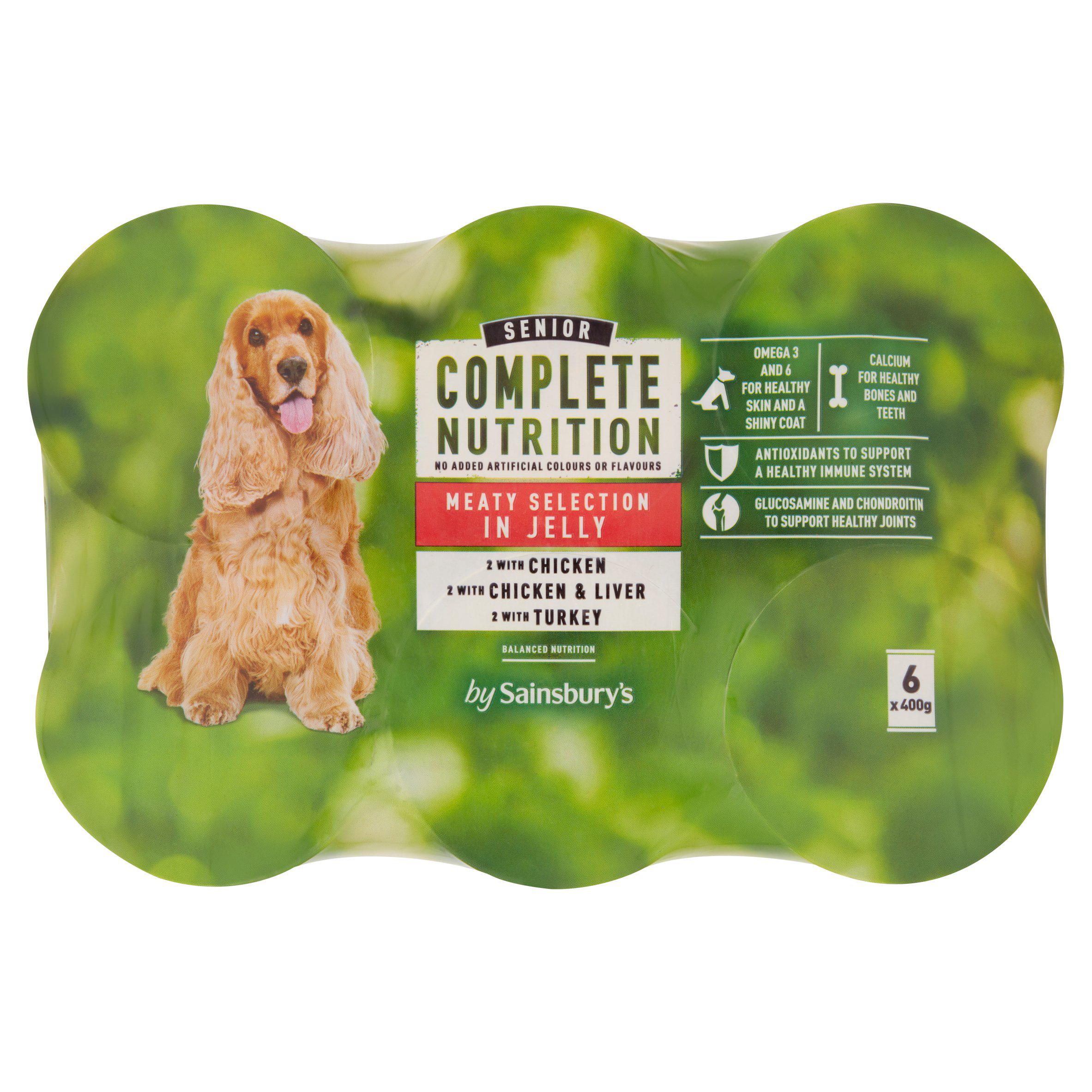 Sainsbury's 6 x 400g Senior Complete Nutrition 7+ Years Dog Food in Jelly