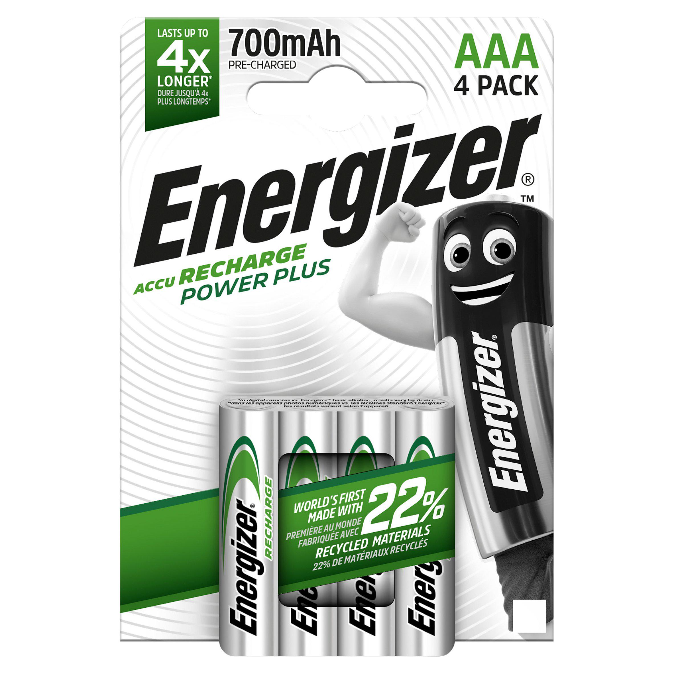 Energizer Power Plus AAA Rechargeable Batteries, 700mAh x4