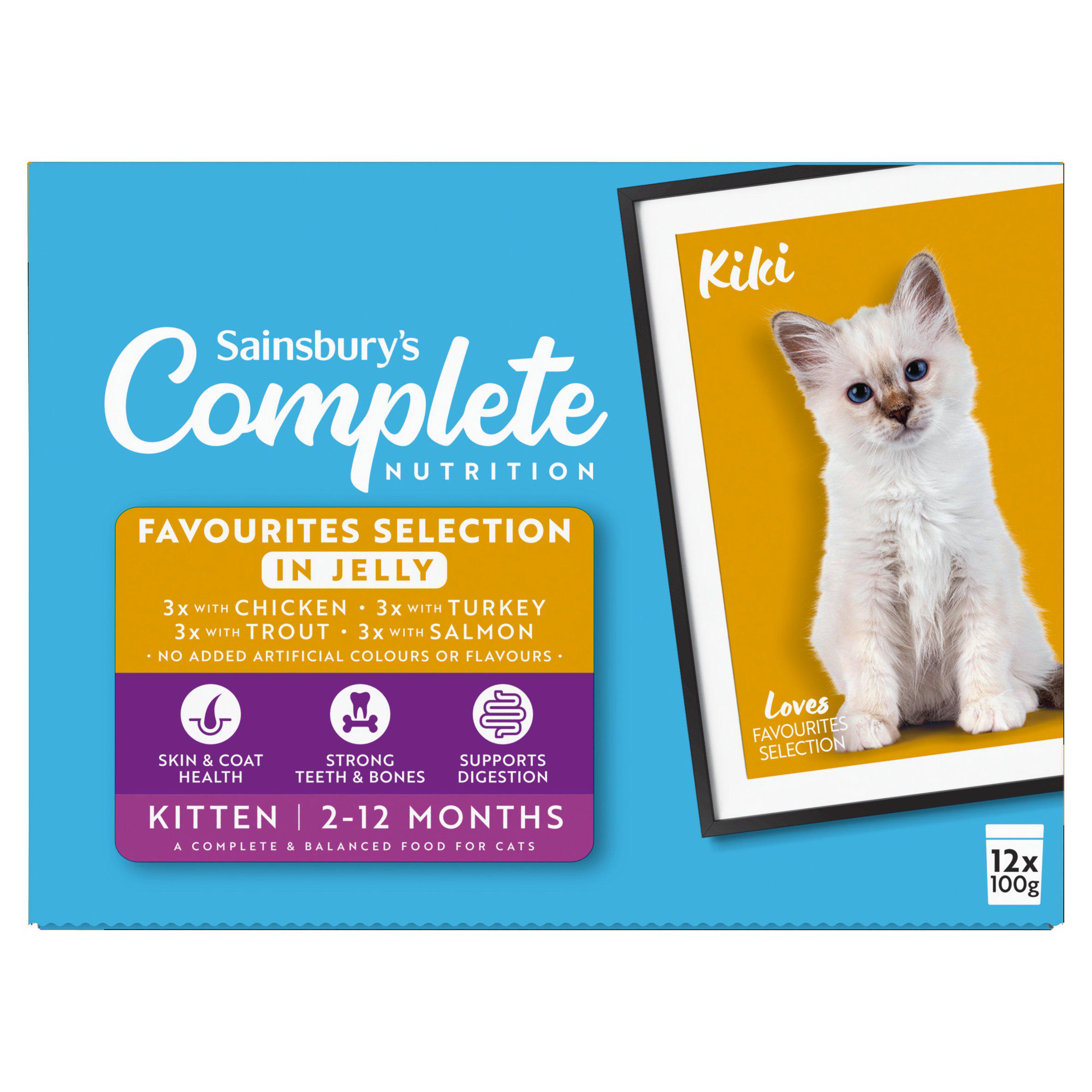 Sainsbury's Complete Nutrition Meat & Fish Selection in Jelly Kitten Food 12 x 100g