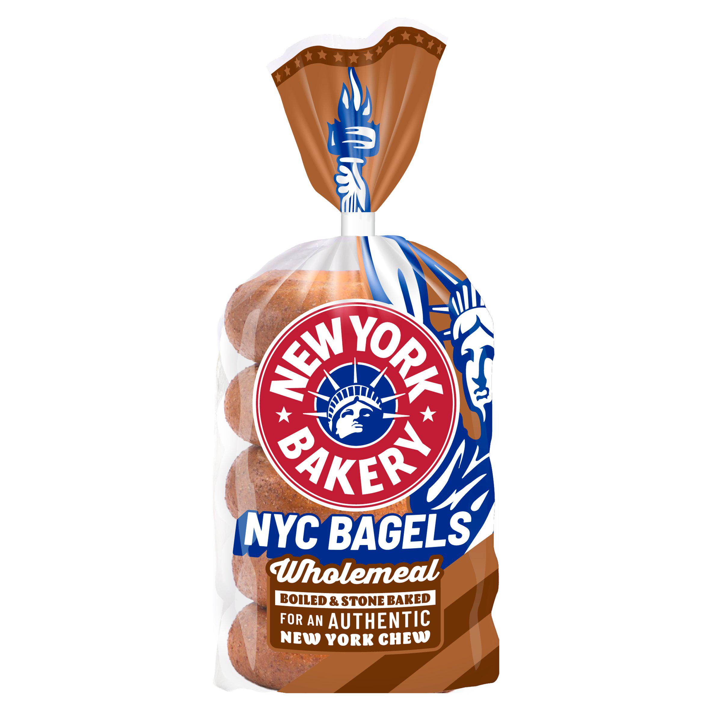 New York Bakery Co. Bagels, Wholemeal x5