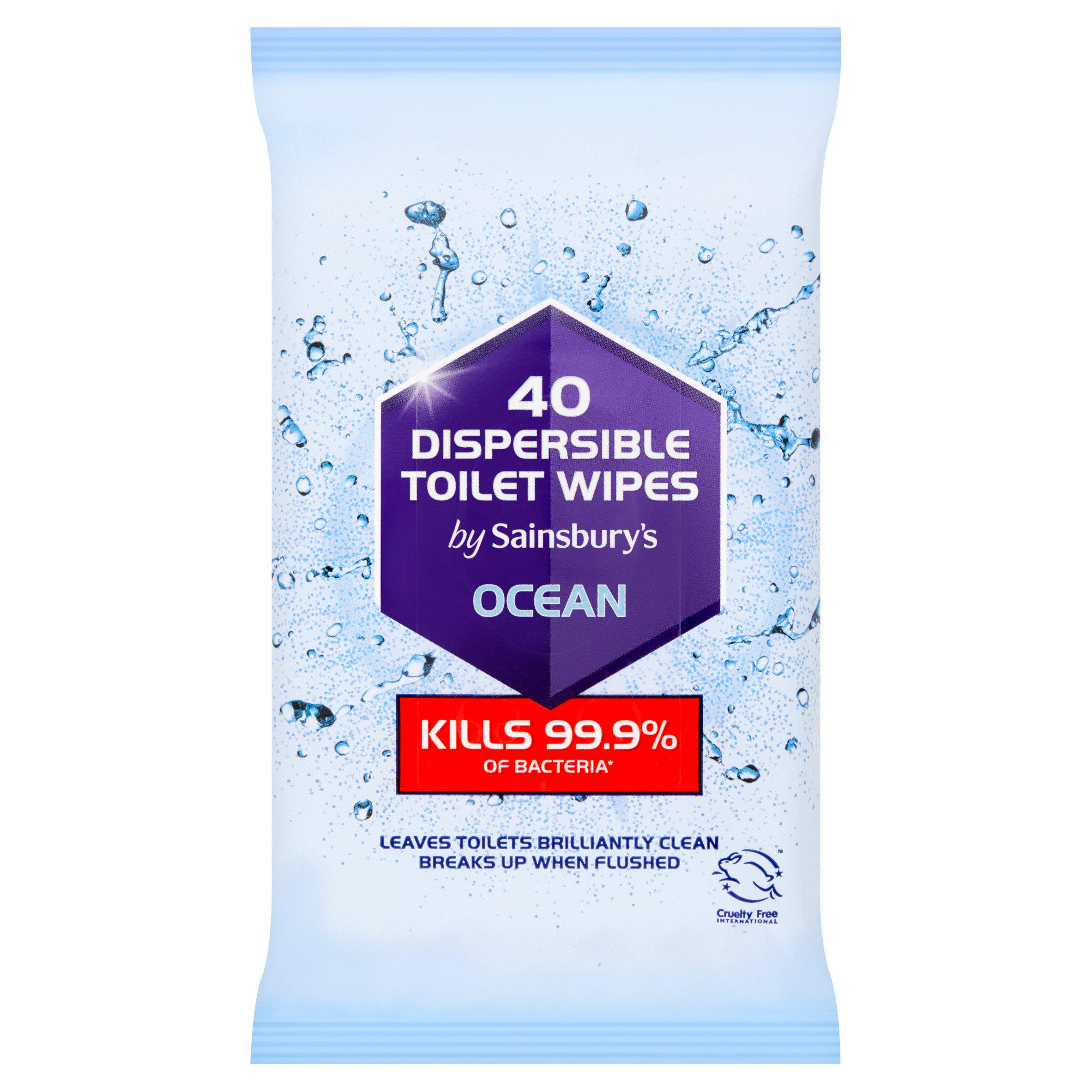 Sainsbury's Dispersible Toilet Wipes, Ocean x40