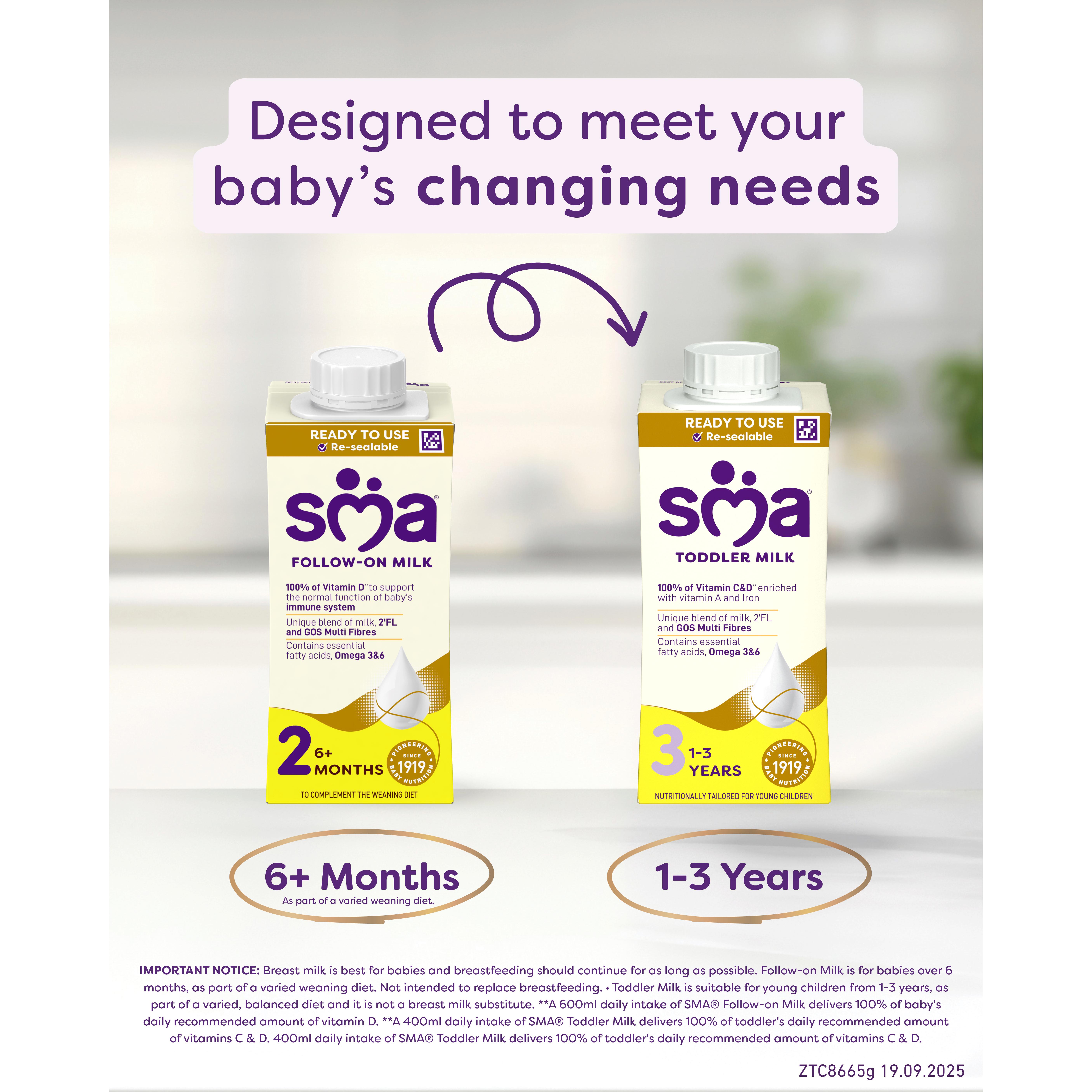 SMA Follow On Baby Milk 6 Months+ Ready to Use Formula Milk 200ml thumbnail 4